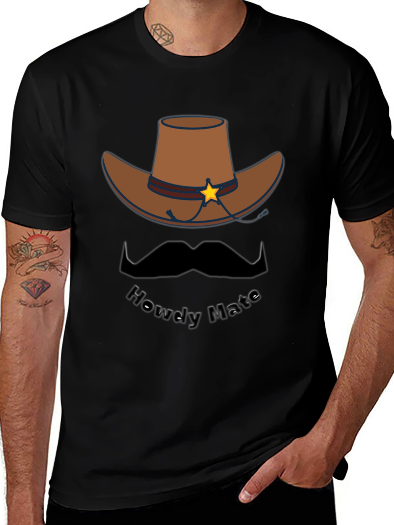 Howdy Mate Cowboy Graphic Tee - Black