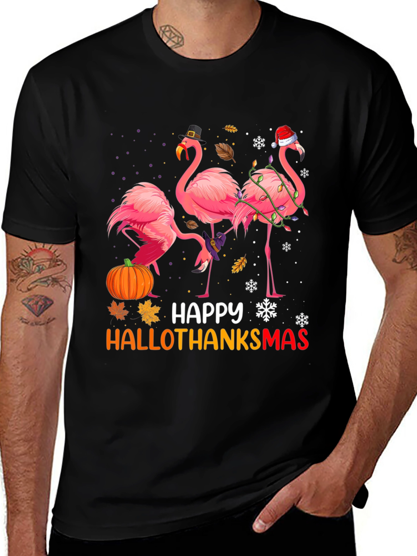 Variant 21 of Happy Hallothanksmas Flamingo T-Shirt