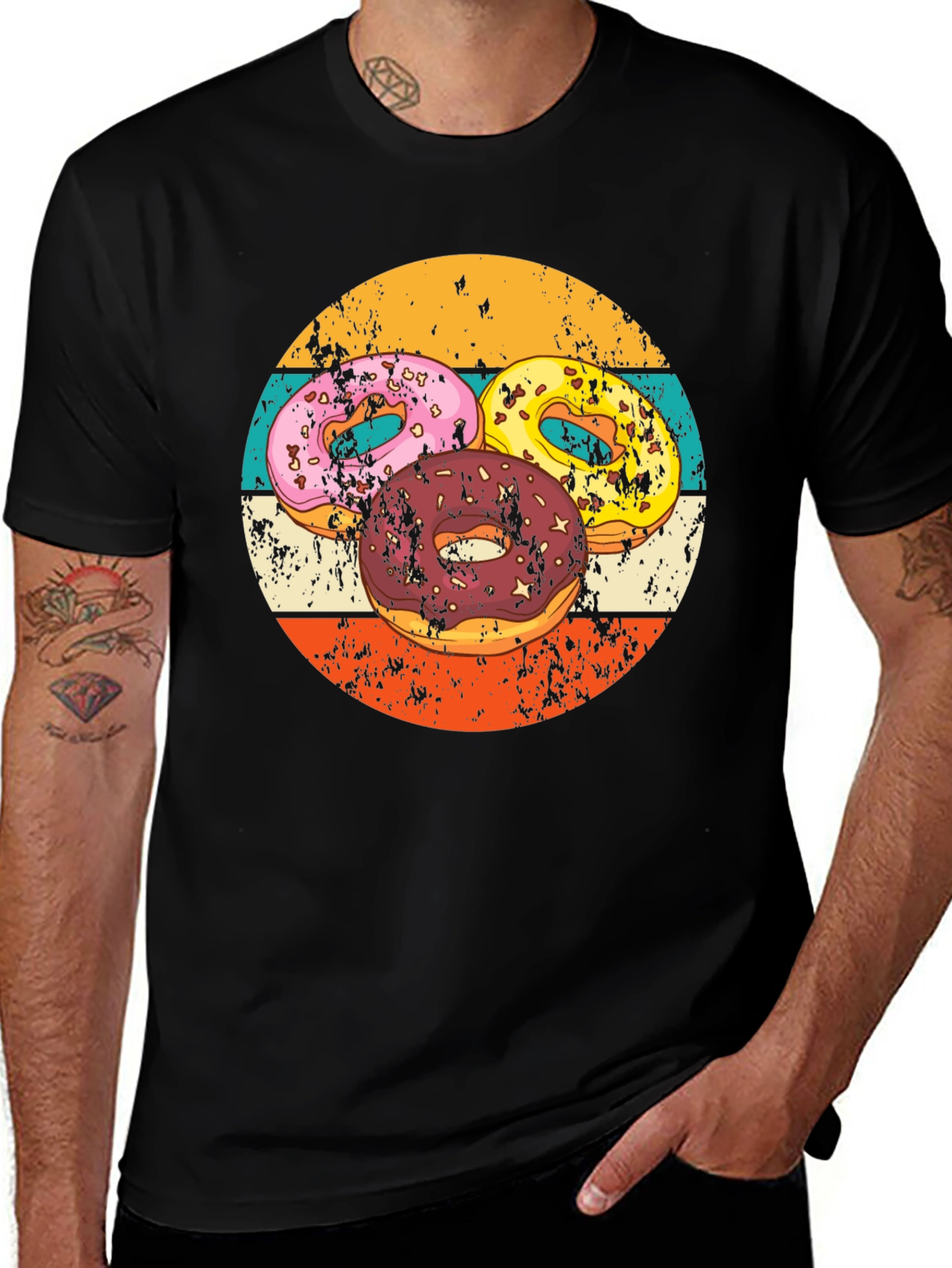 Variant 24 of Retro Donut Graphic Tee - Black