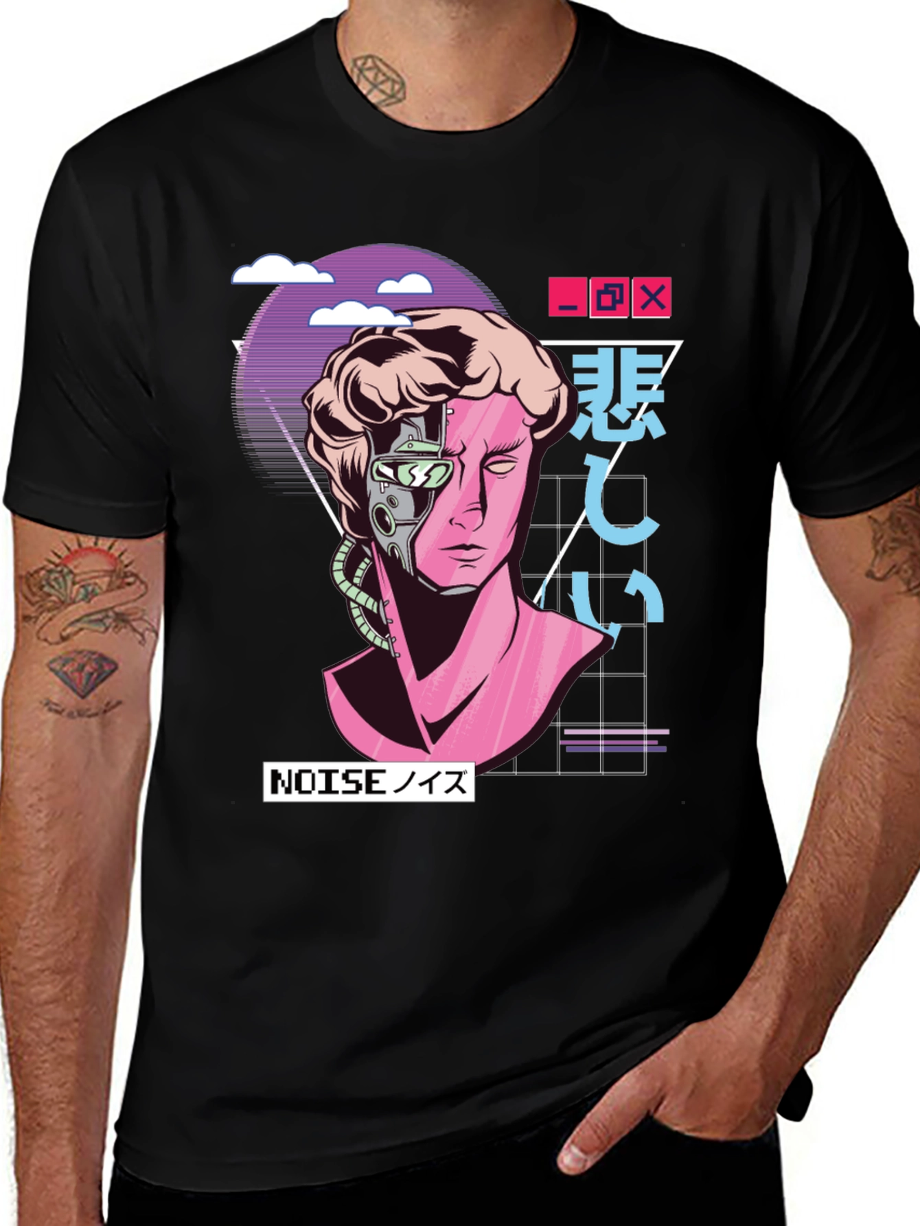 Variant 11 of Cyberpunk David T-Shirt - Vaporwave Aesthetic