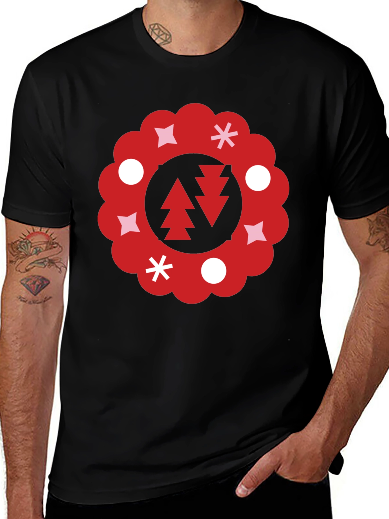 Variant 23 of Festive Holiday Wreath Graphic Tee