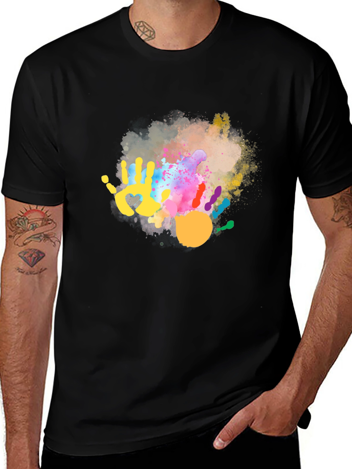 Variant 13 of Colorful Handprint T-Shirt - Artistic Graphic Tee