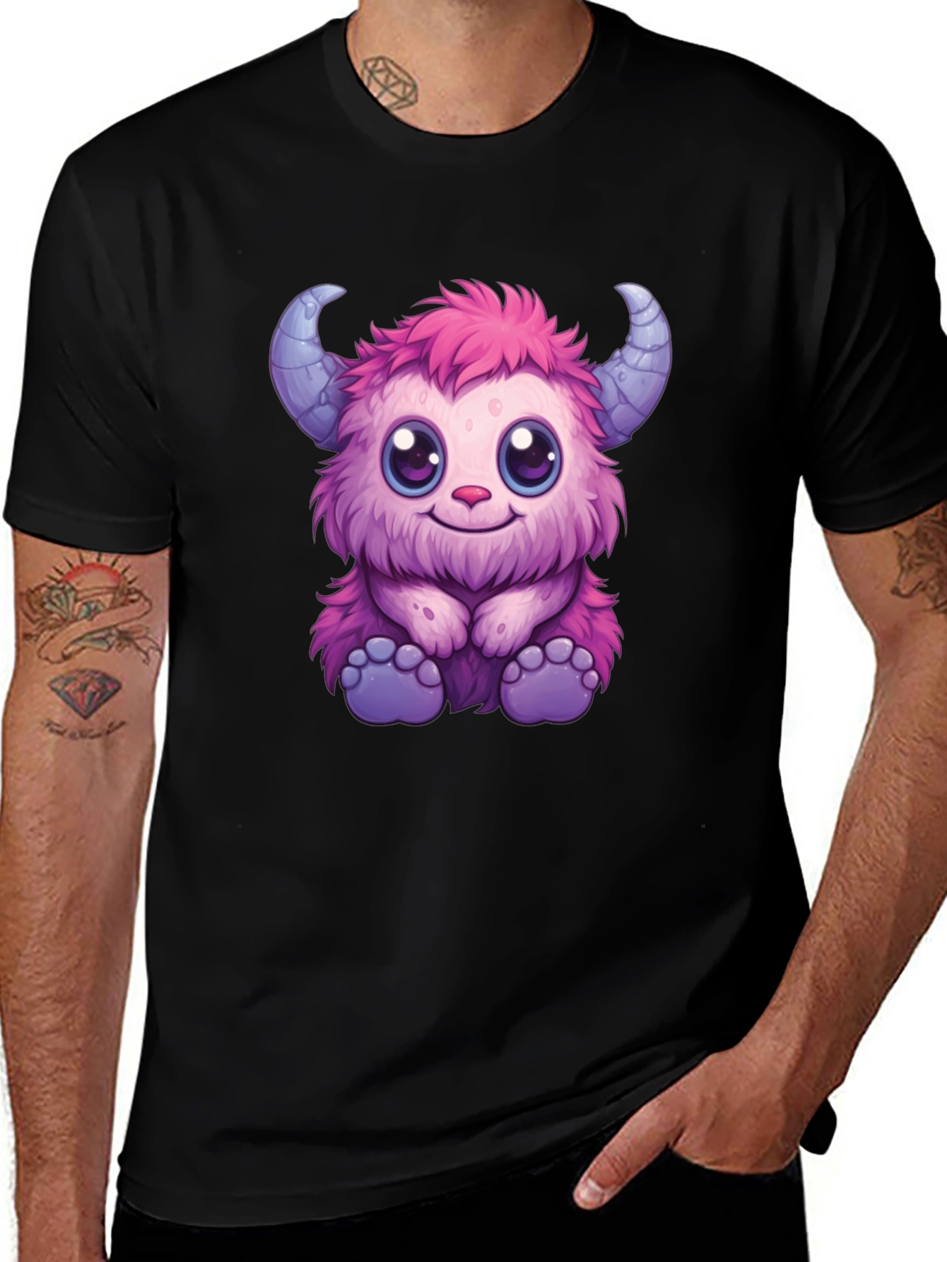 Variant 16 of Cute Monster Graphic Tee - Black