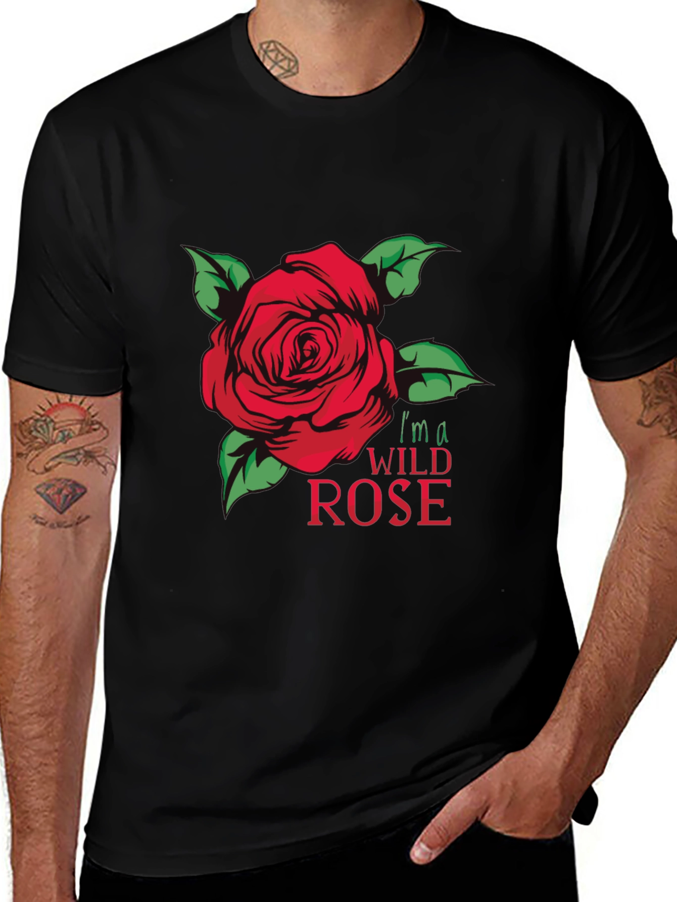 Variant 16 of Wild Rose Graphic Tee - Black