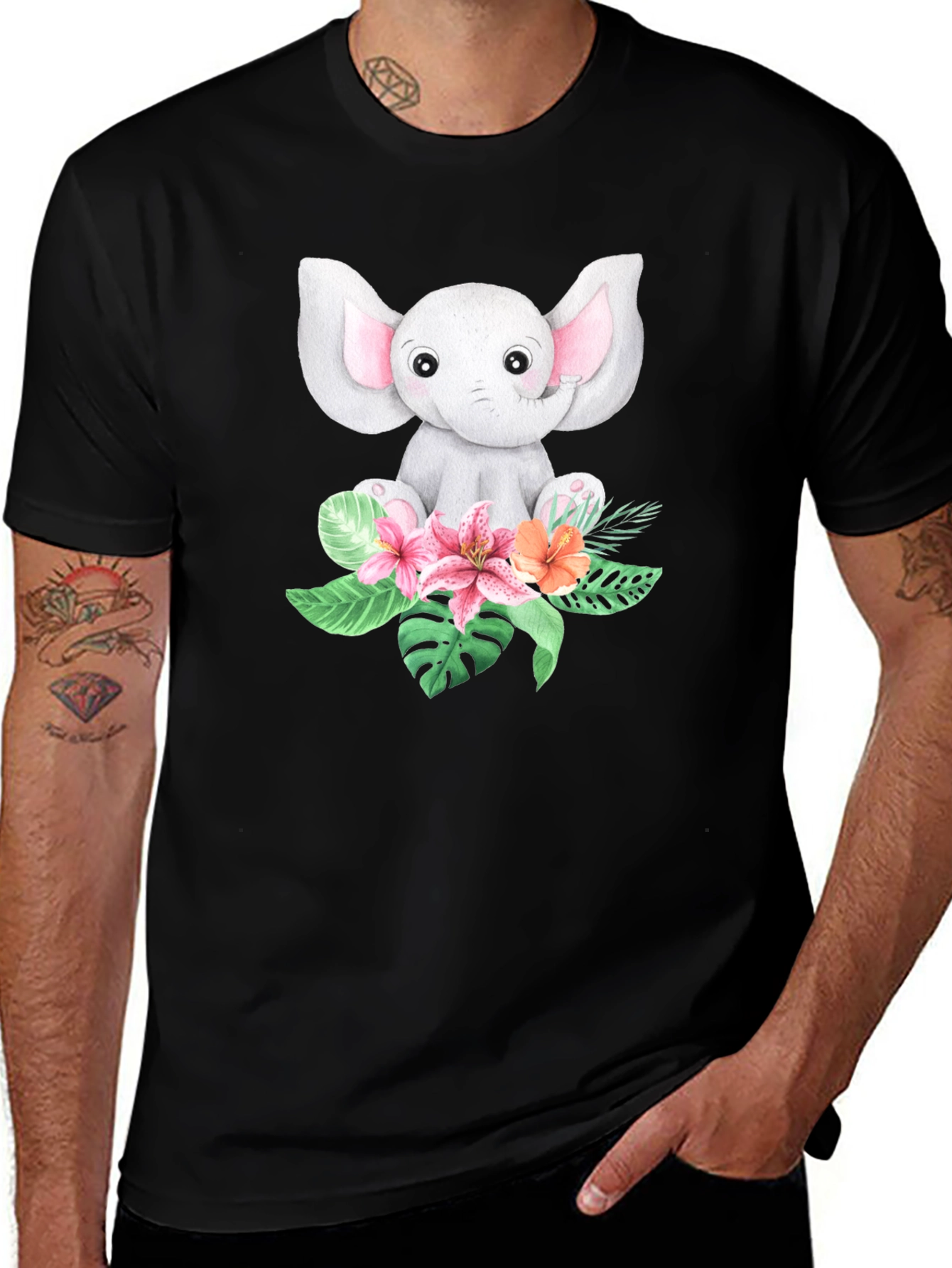 Variant 4 of Cute Elephant & Floral Tee