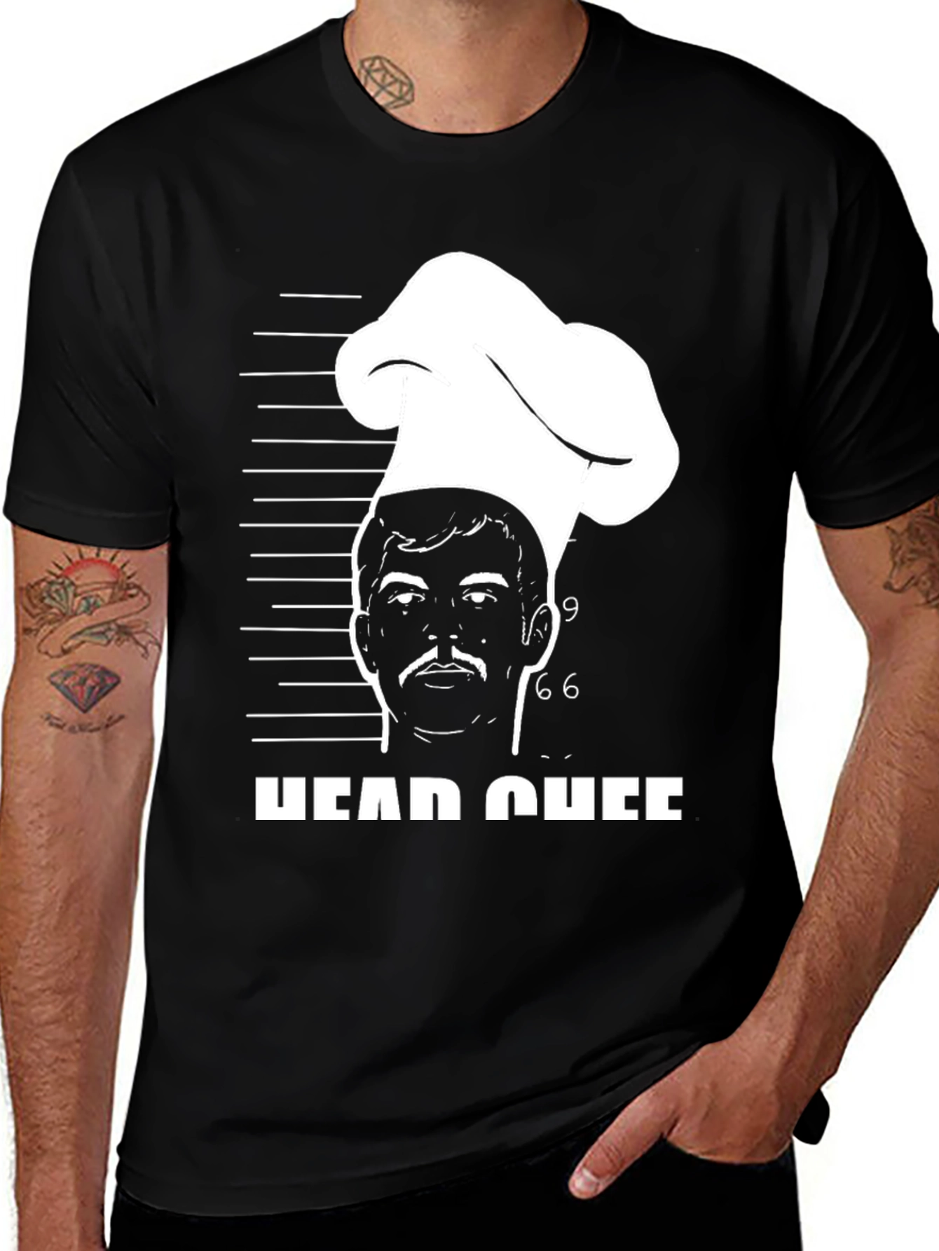Variant 25 of Head Chef Mugshot T-Shirt - Culinary Humor Tee