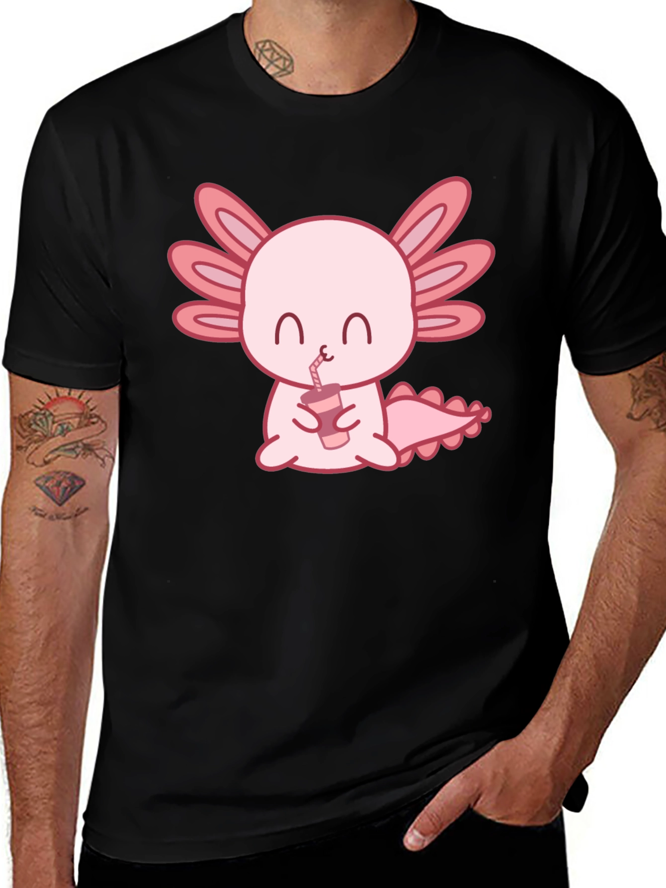 Variant 24 of Cute Axolotl Drinking Bubble Tea Graphic T-Shirt