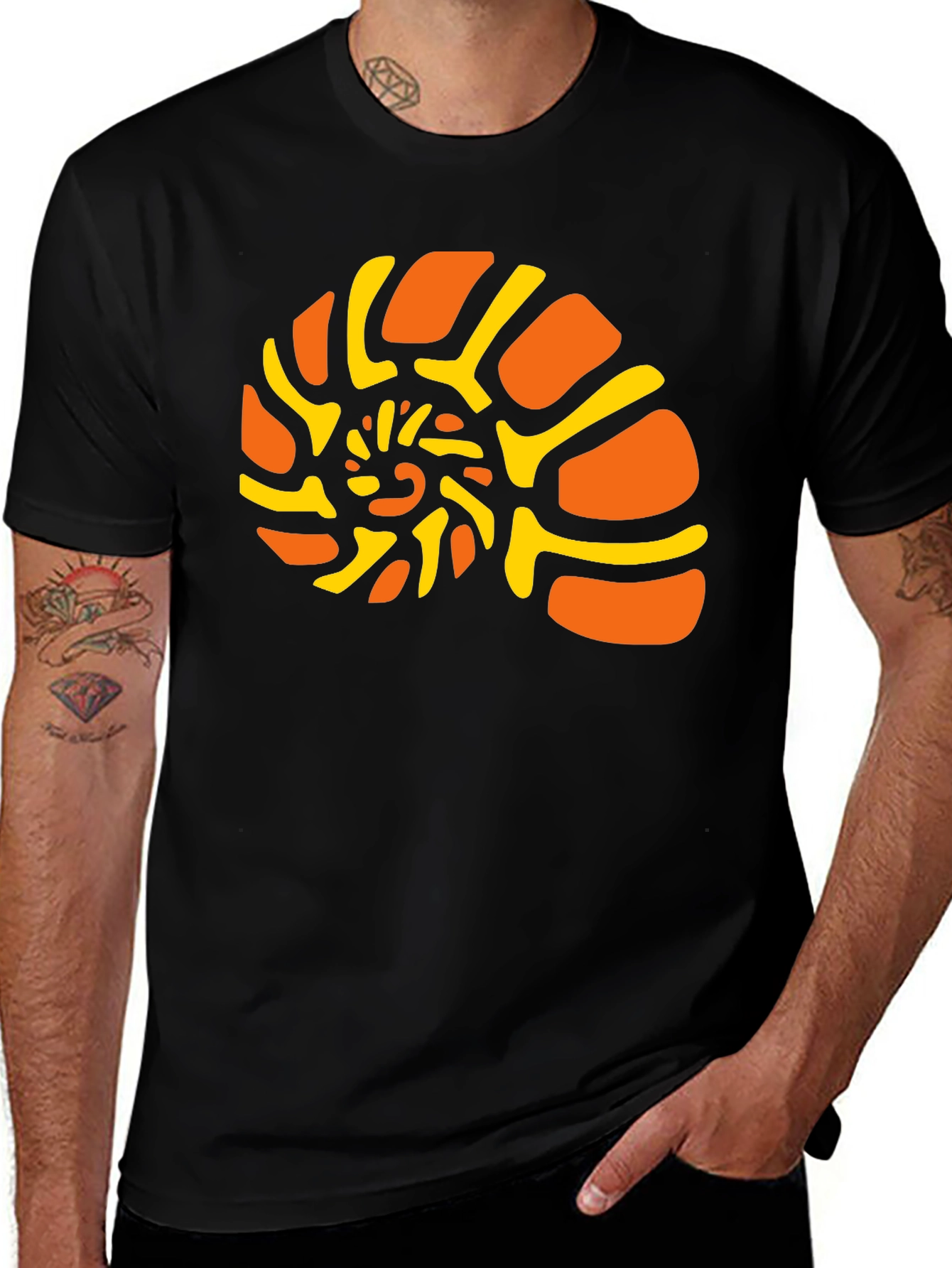 Variant 27 of Nautilus Shell Graphic Tee - Black Cotton Comfort