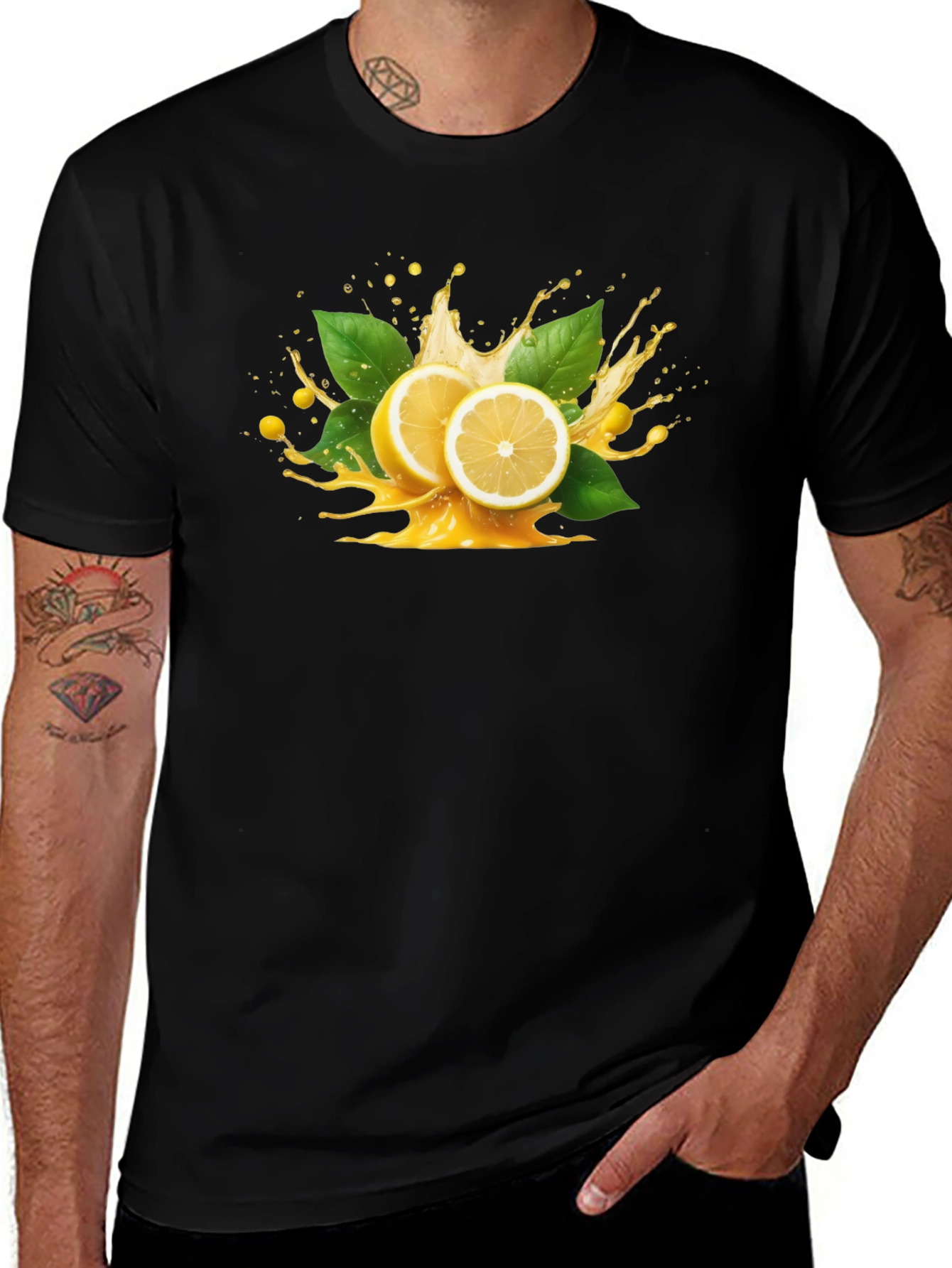 Variant 24 of Lemon Splash Graphic Tee - Black