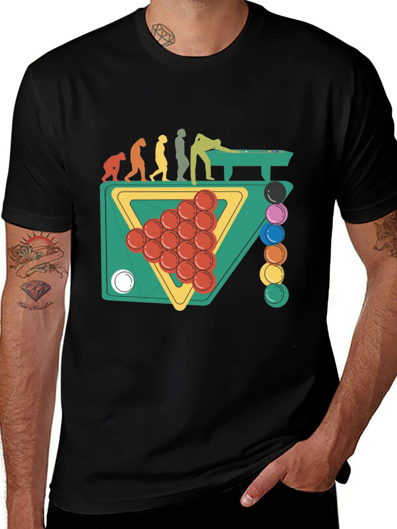 Variant 17 of Evolution of Billiards Black Graphic T-Shirt