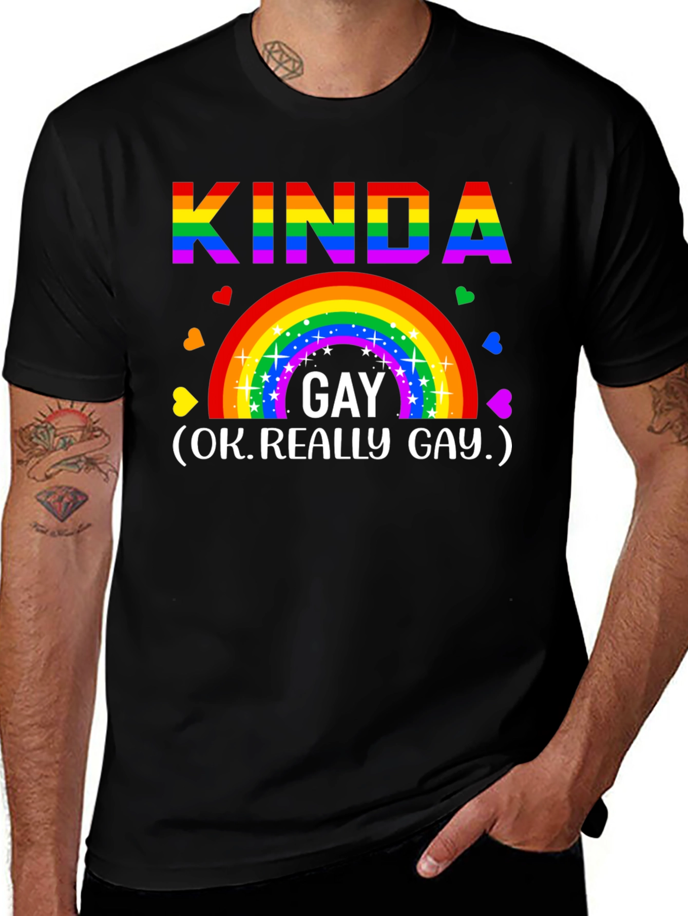 Variant 7 of Kinda Gay (OK. Really Gay.) Rainbow Pride T-Shirt