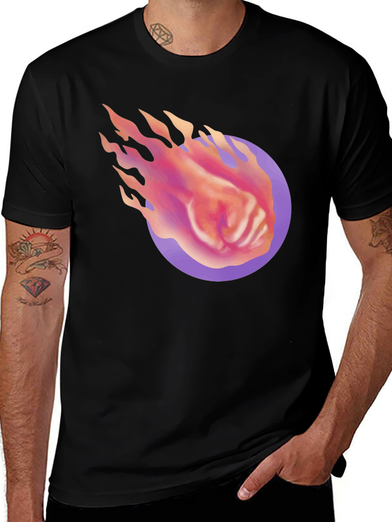 Variant 18 of Fiery Fist Graphic Tee - Black