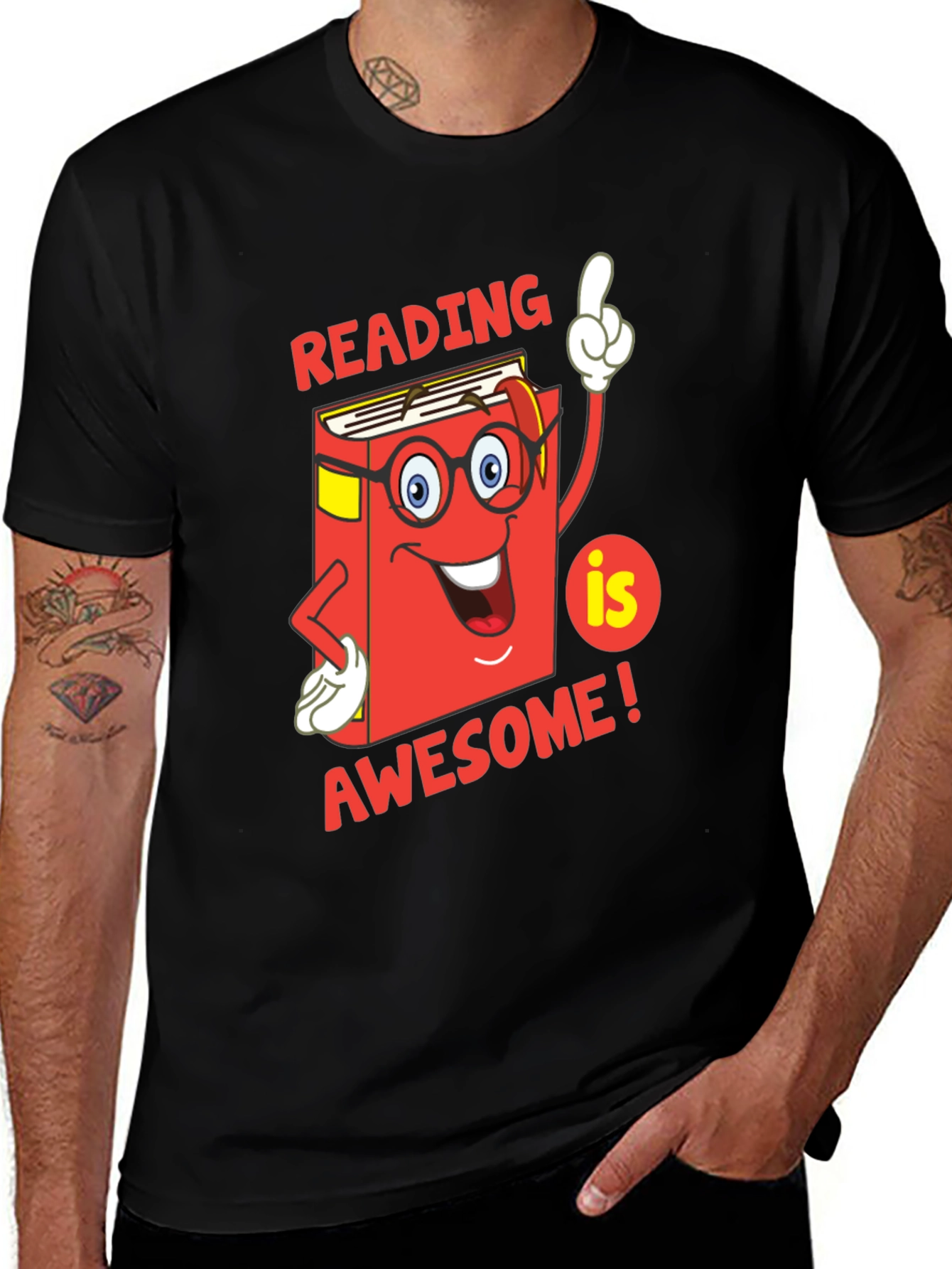 Variant 25 of Reading Is Awesome Cartoon Book T-Shirt