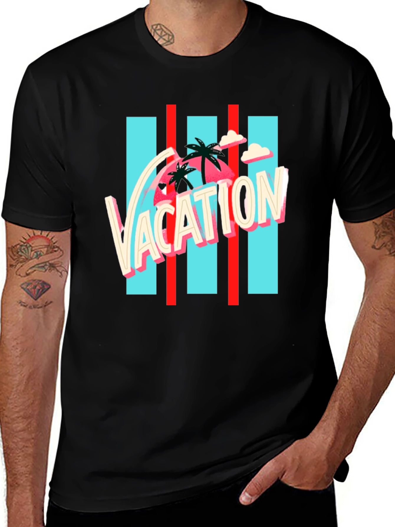 Vacation Graphic Tee - Retro Palm Design