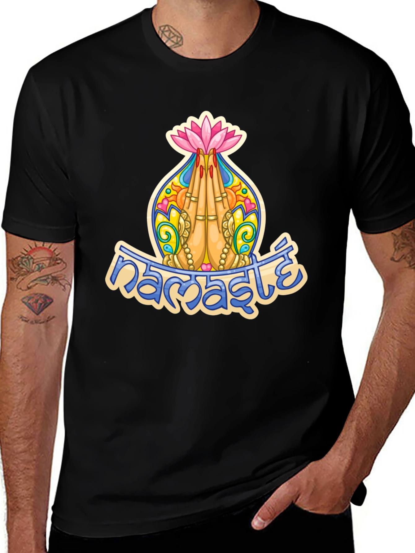 Namaste Lotus Hands Graphic T-Shirt