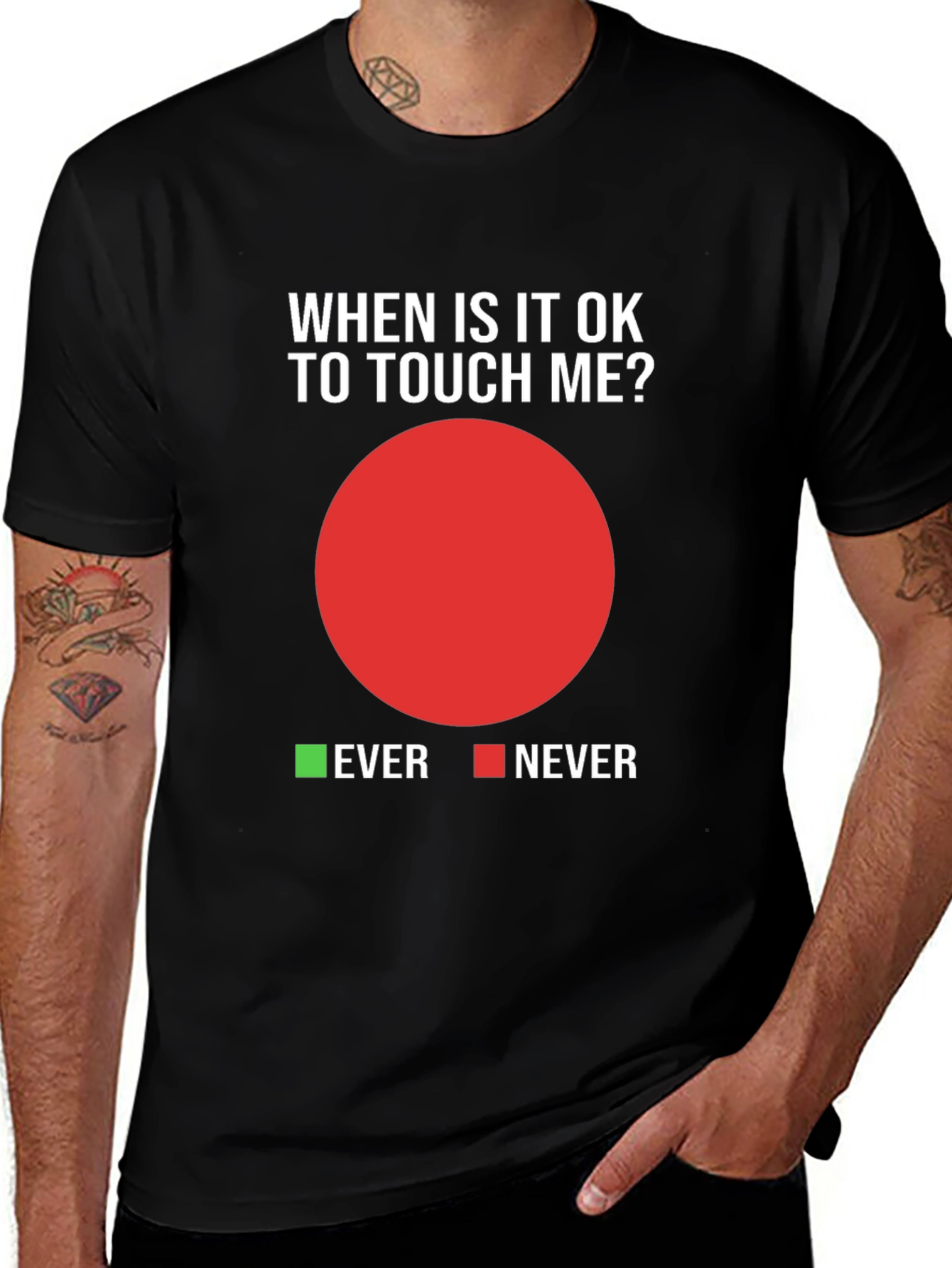 Variant 27 of Humorous "When To Touch Me?" Graphic T-Shirt