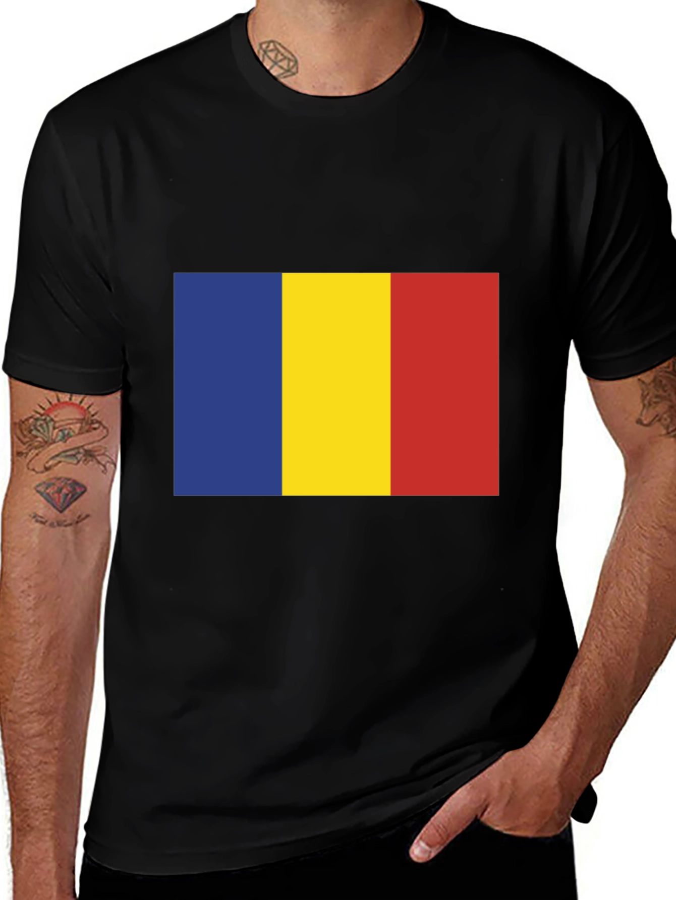Romania Flag T-Shirt - Black Tee
