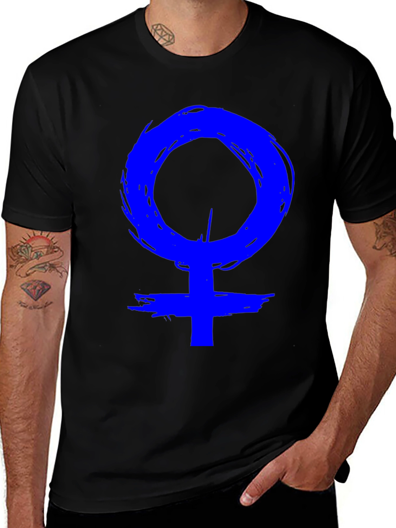 Variant 19 of Distressed Female Symbol Graphic Tee - Black