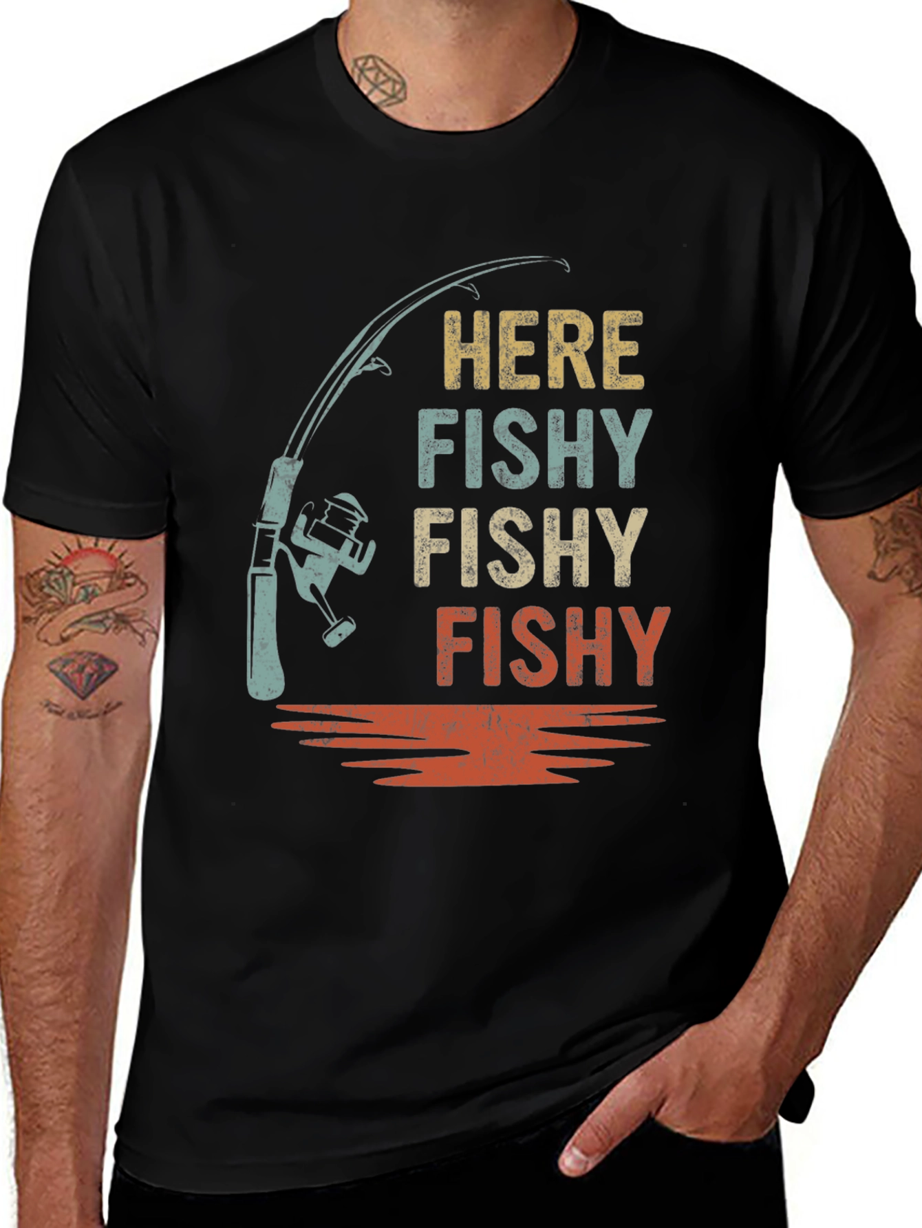 Variant 20 of Here Fishy Fishy Retro Fishing T-Shirt