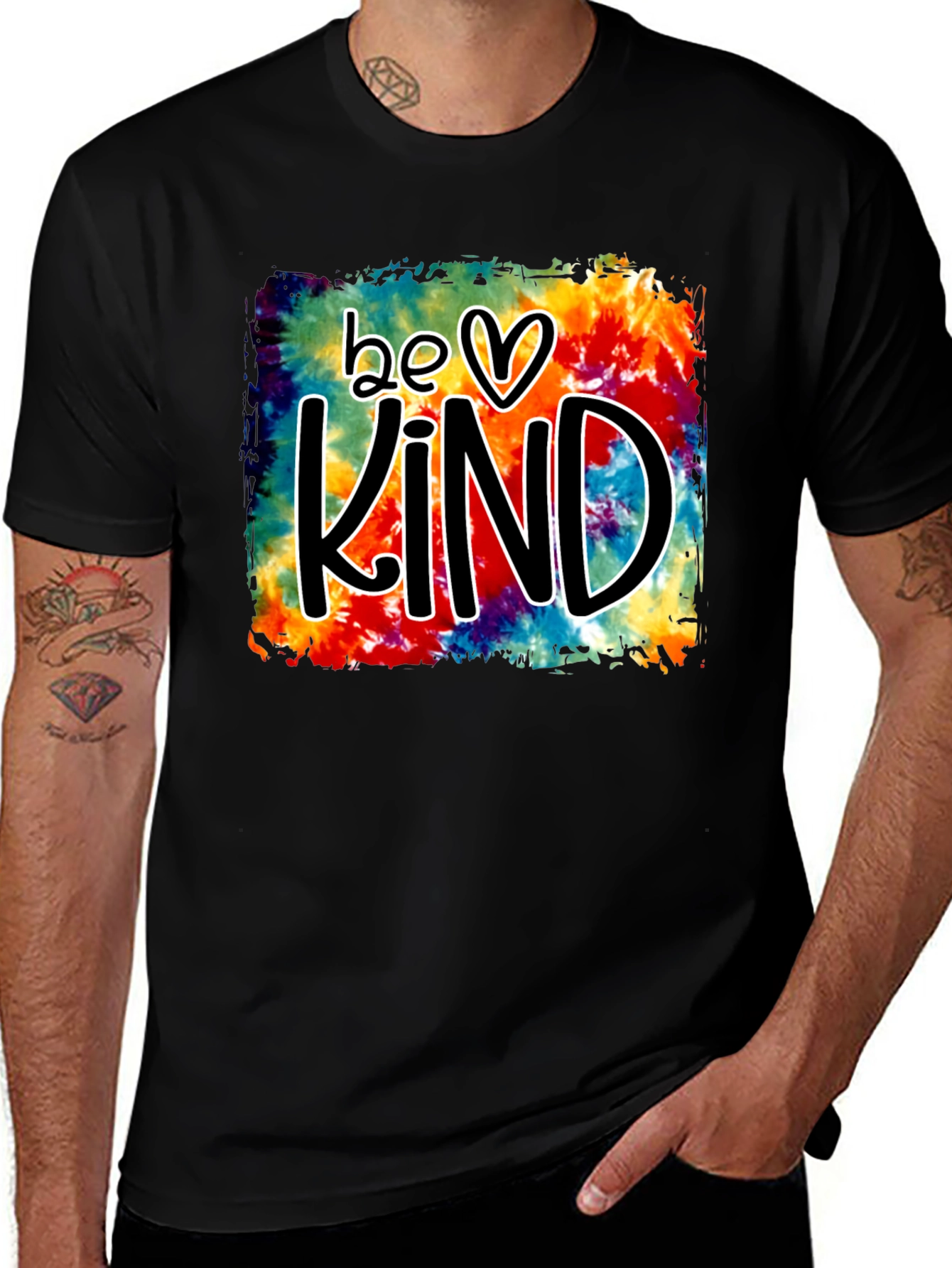 Black Be Kind Tie-Dye Graphic T-Shirt main image