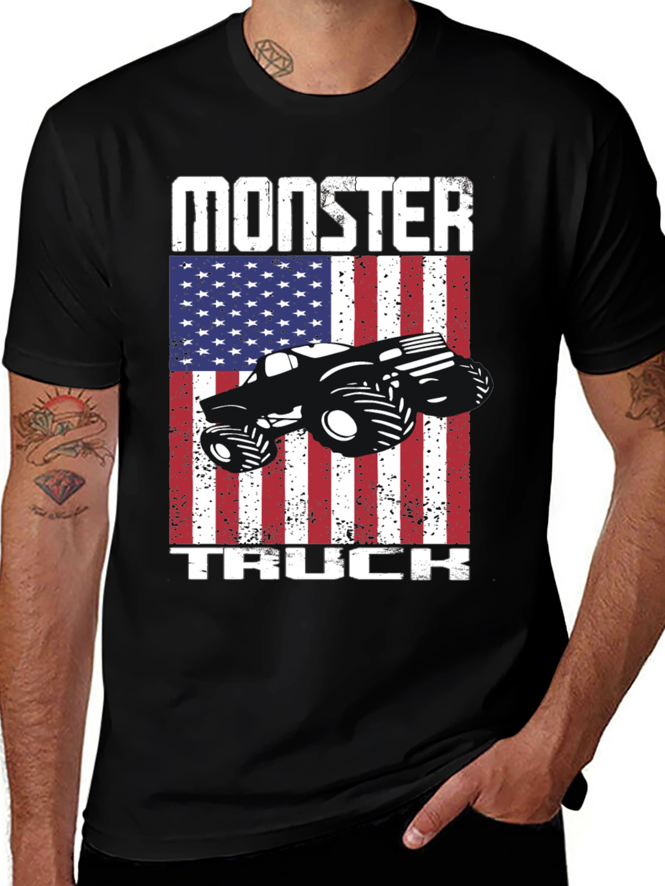 Variant 21 of Monster Truck American Flag Patriotic Graphic T-Shirt