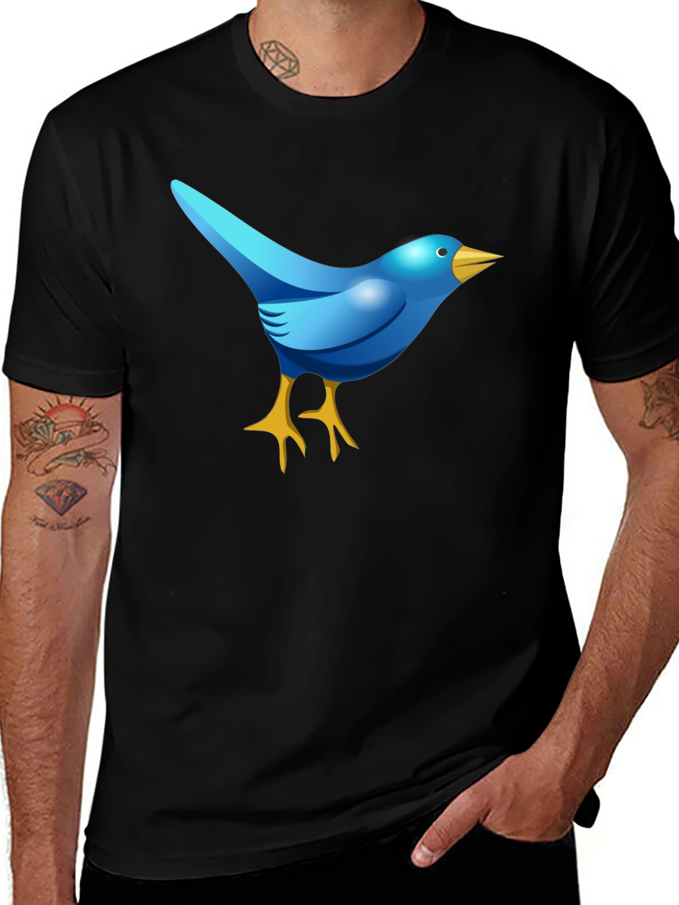 Variant 13 of Blue Bird Graphic Tee - Black Casual T-Shirt