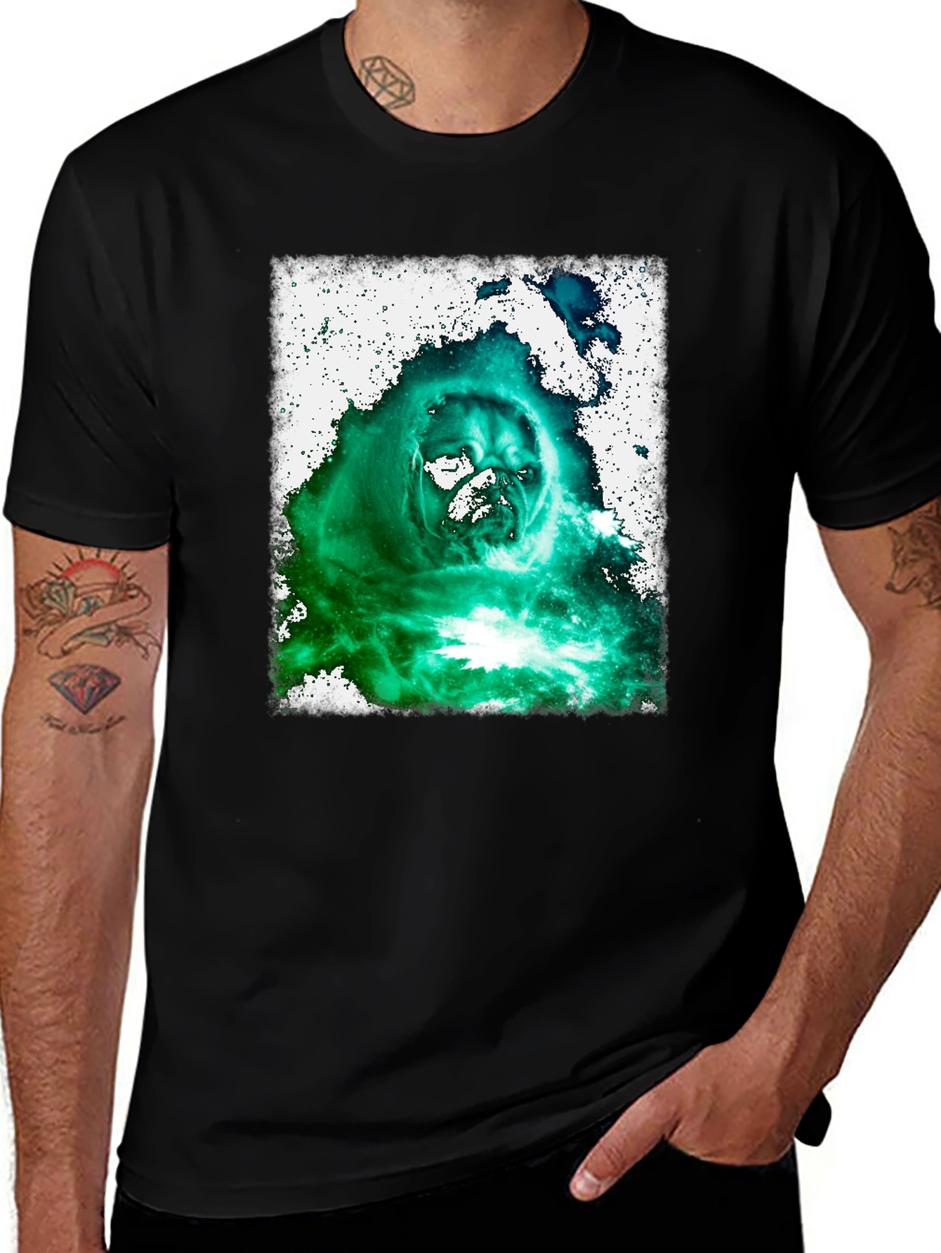 Variant 5 of Pug Galaxy T-Shirt - Men's Black Tee