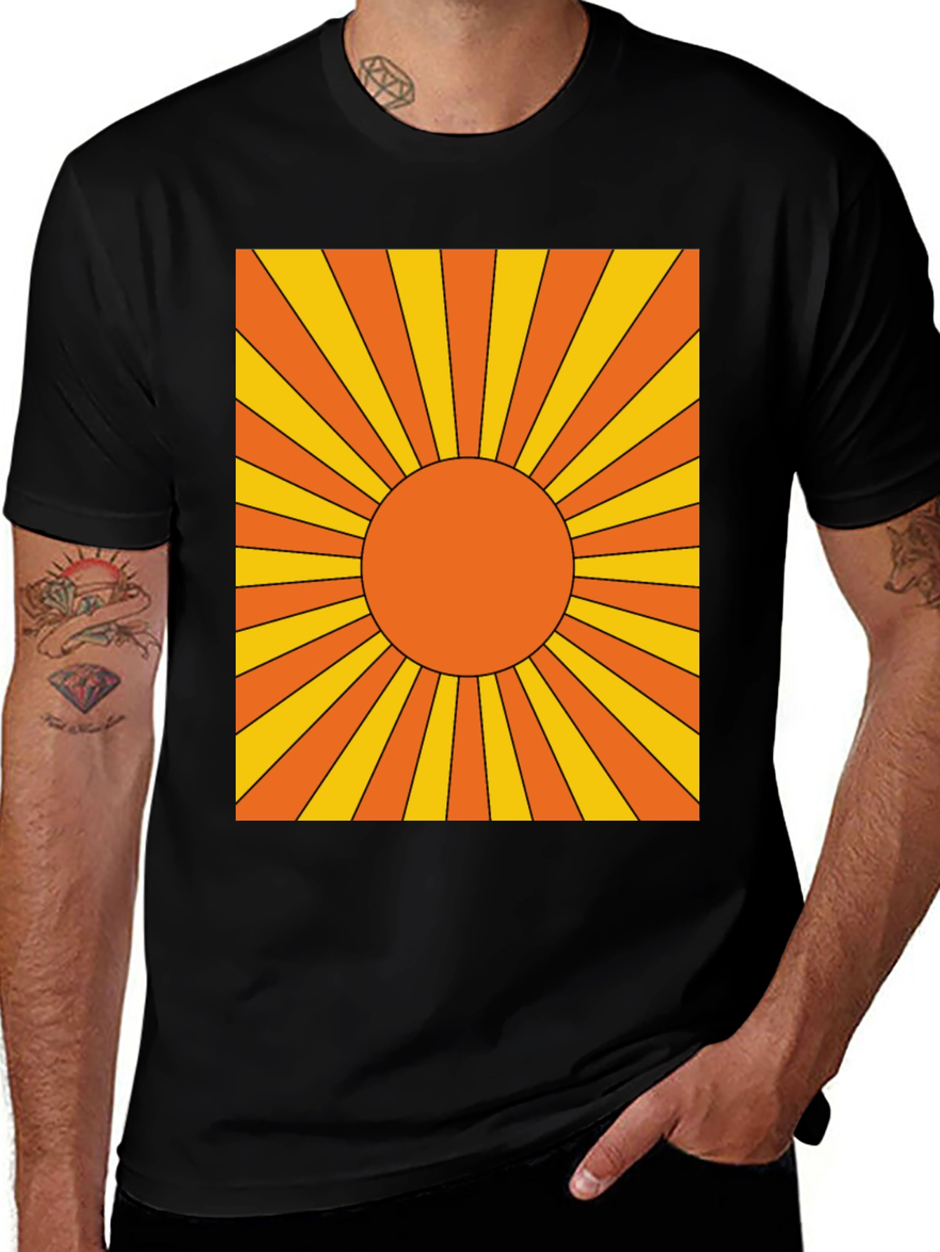 Variant 23 of Retro Sunburst Graphic Tee - Black
