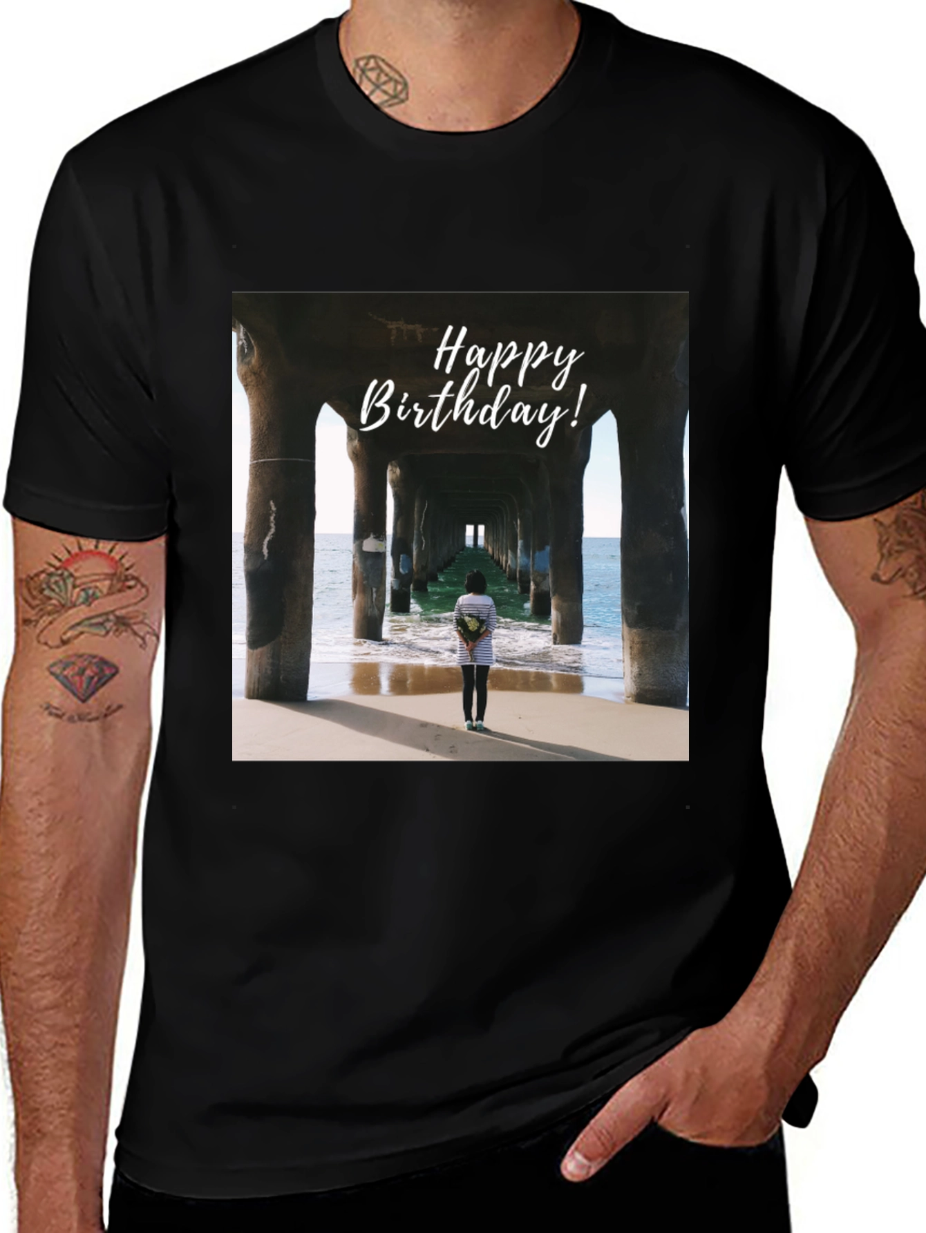 Variant 22 of Happy Birthday Beach Pier Graphic T-Shirt