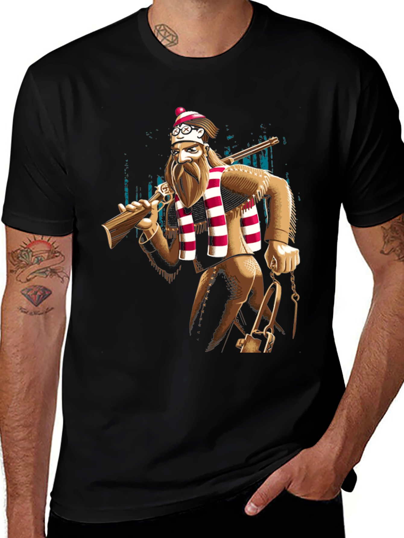 Variant 21 of Novelty Lumberjack T-Shirt - Men's Black Tee