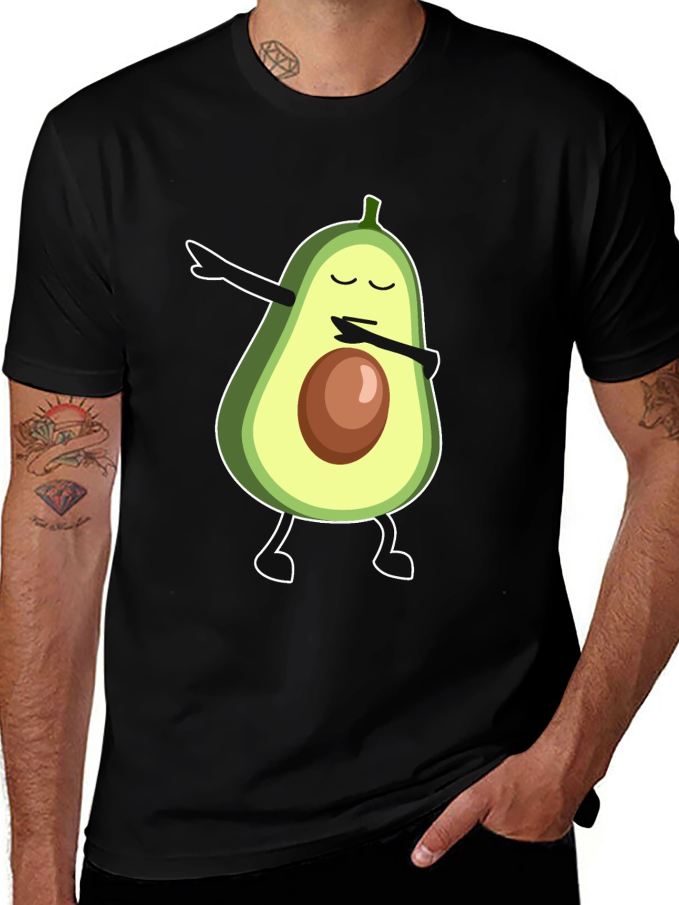 Variant 5 of Avocado Dabbing Graphic T-Shirt - Black Crew Neck
