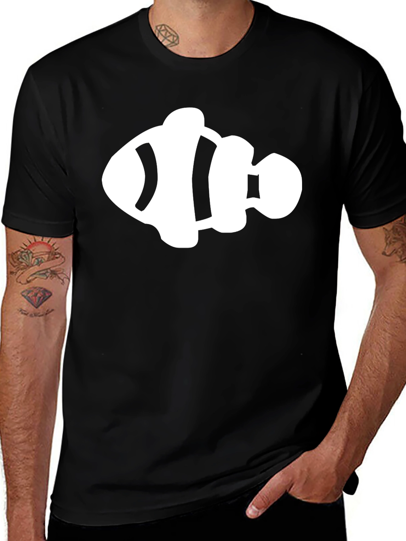 Variant 23 of Clown Fish Graphic Tee - Black Cotton T-Shirt