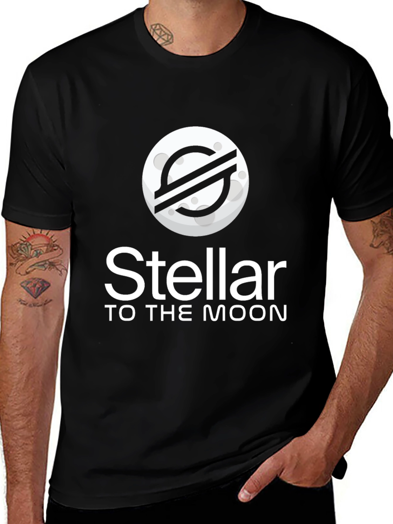 Stellar Crypto To The Moon Black T-Shirt
