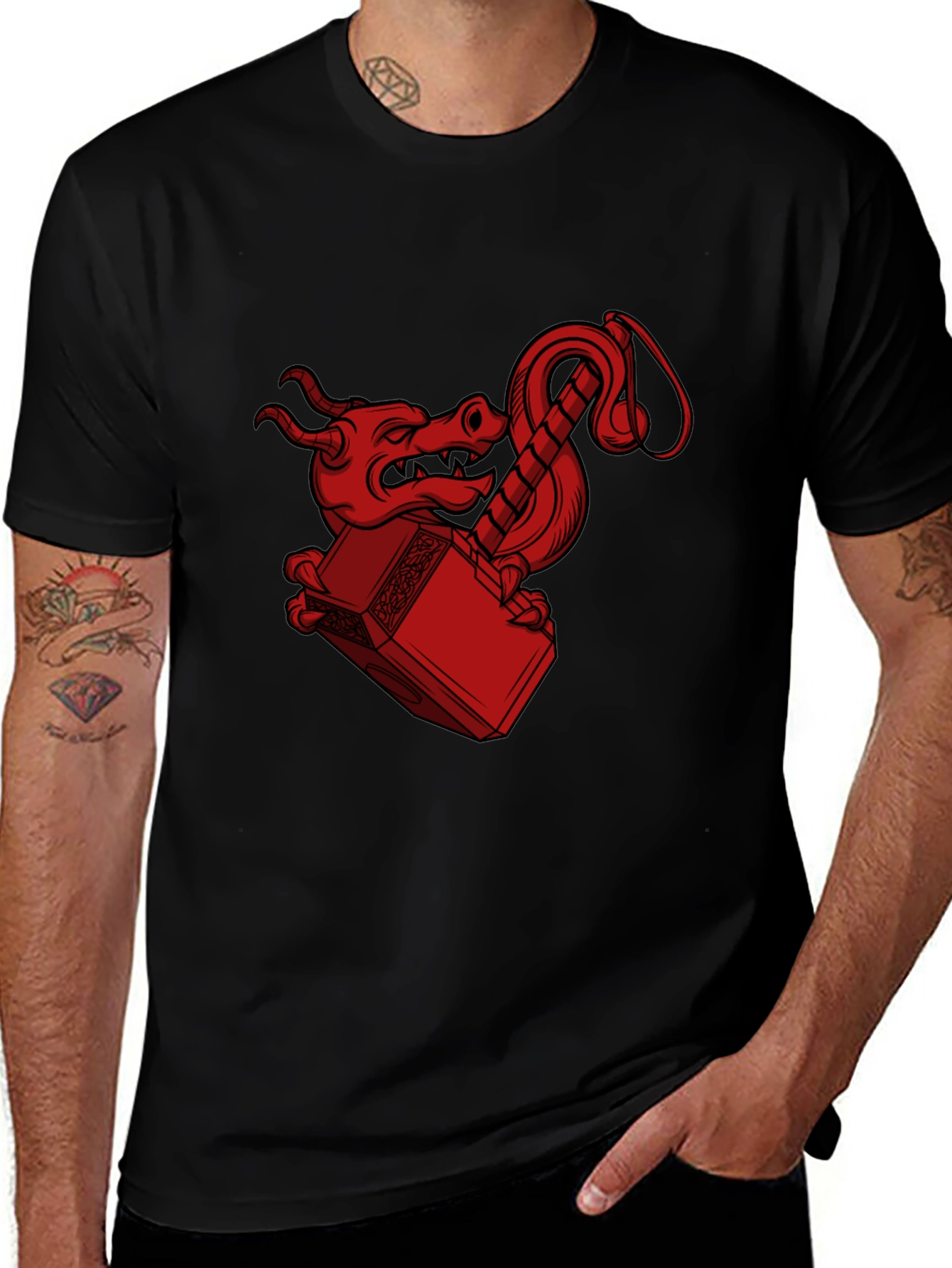 Variant 14 of Dragon Mjolnir T-Shirt - Epic Graphic Tee