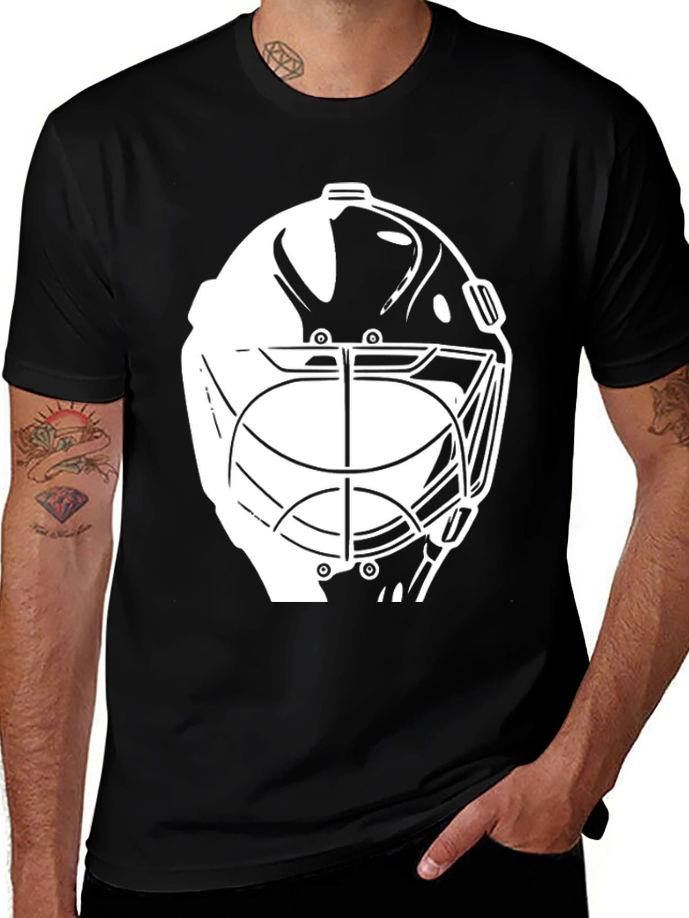 Hockey Goalie Mask Graphic Tee - Black