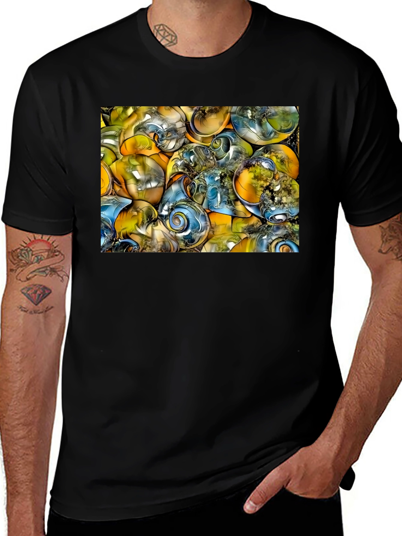 Variant 13 of Abstract Swirls Graphic Black T-Shirt