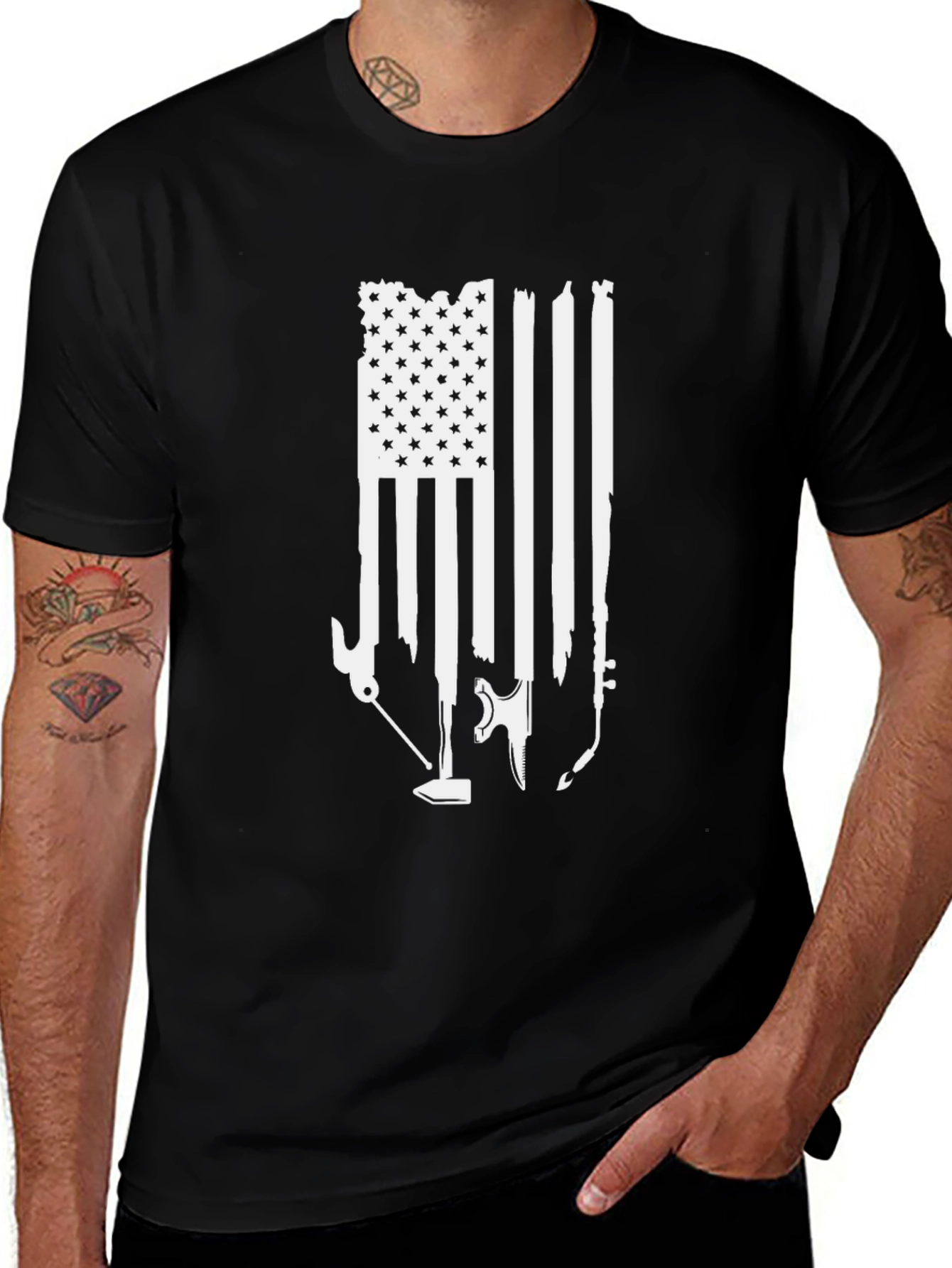 Variant 17 of American Flag Tools Graphic T-Shirt