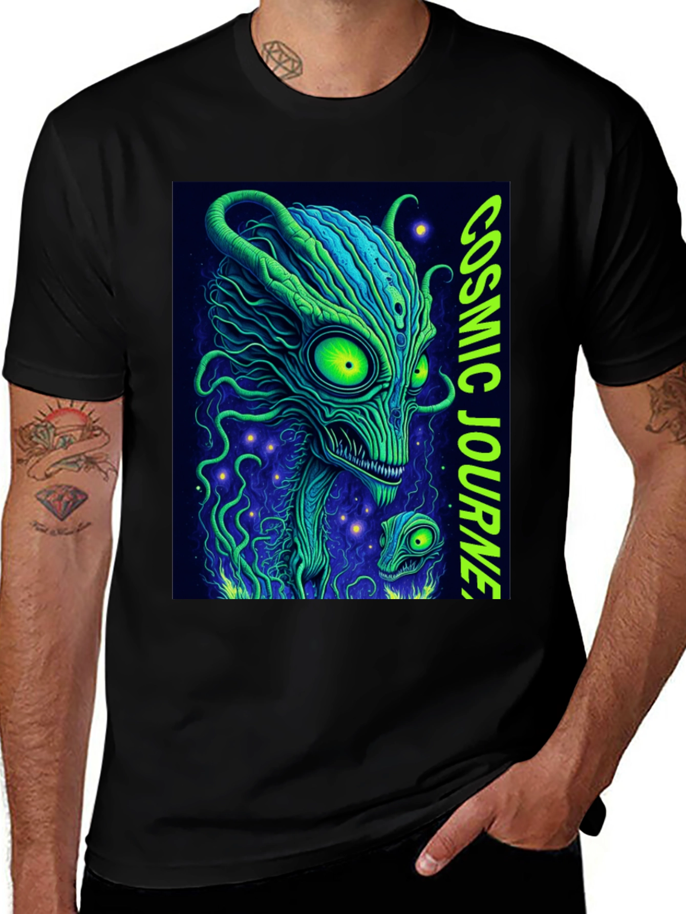Variant 15 of Cosmic Journey Graphic Tee - Alien Design