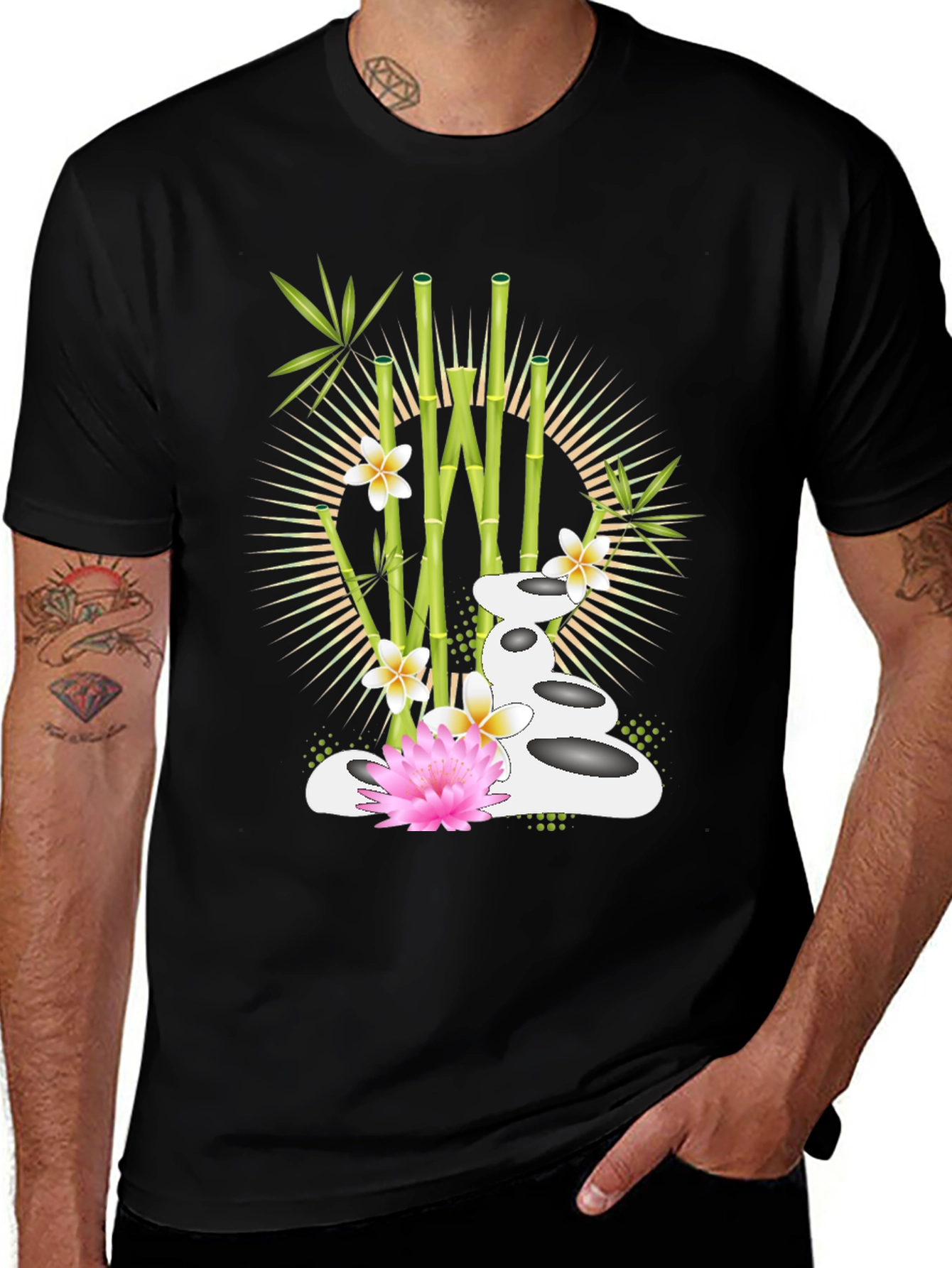 Variant 6 of Zen Garden Graphic Tee - Serene Bamboo & Stone Design
