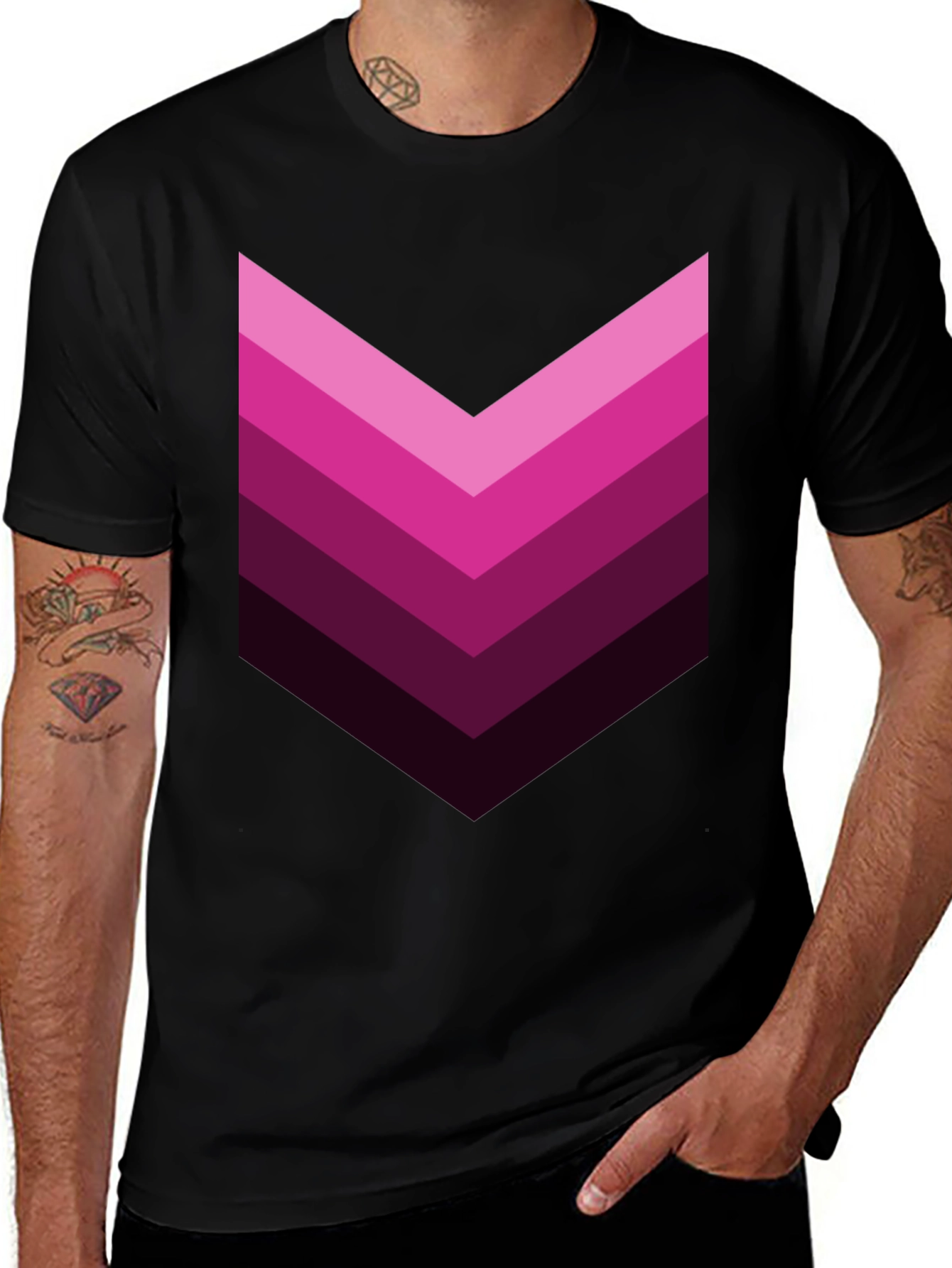 Variant 17 of Retro Chevron Graphic Tee - Gradient Pink
