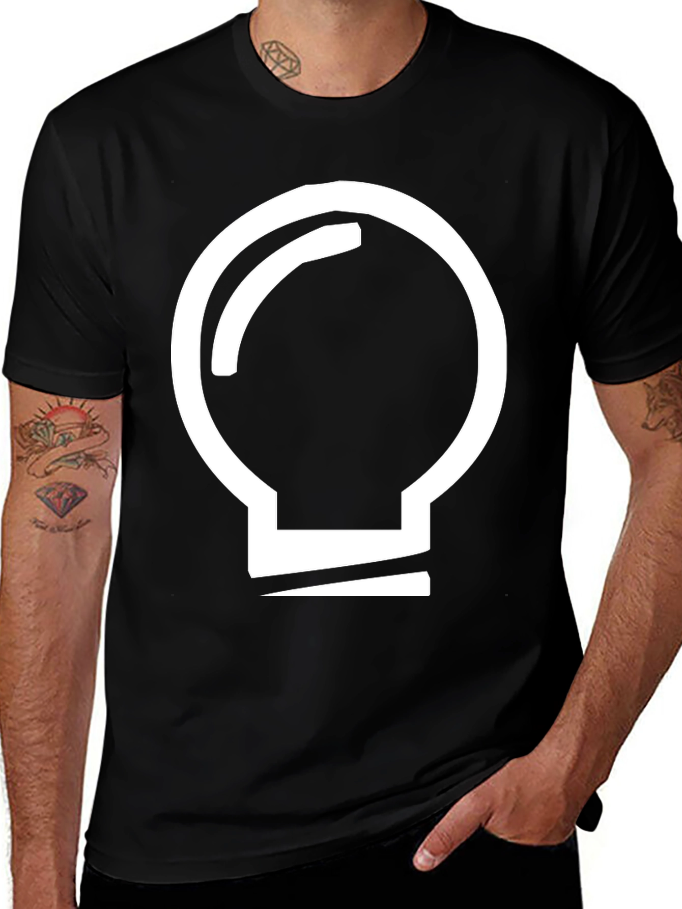Variant 8 of Lightbulb Graphic Tee - Bold Black Cotton T-Shirt