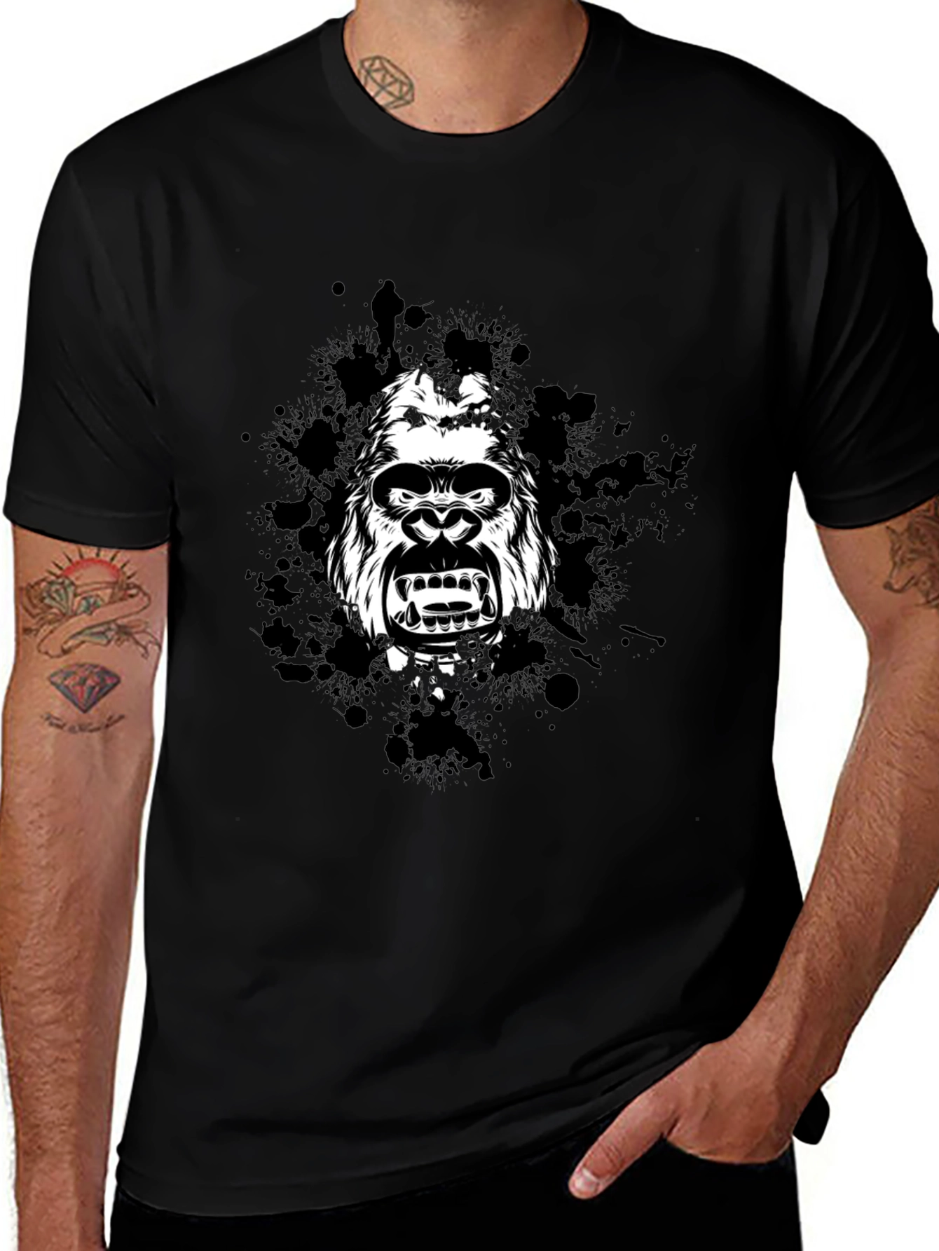 Variant 3 of Men's Black Gorilla Graphic Tee - Wild Style