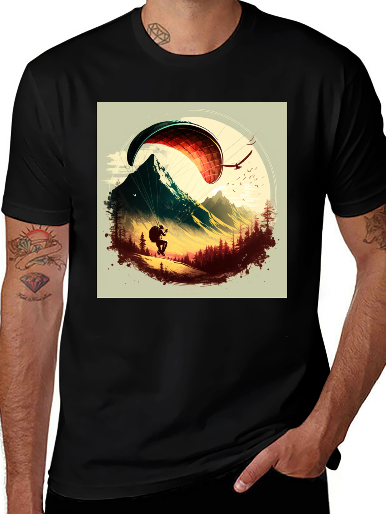 Variant 22 of Mountain Paragliding Graphic Tee