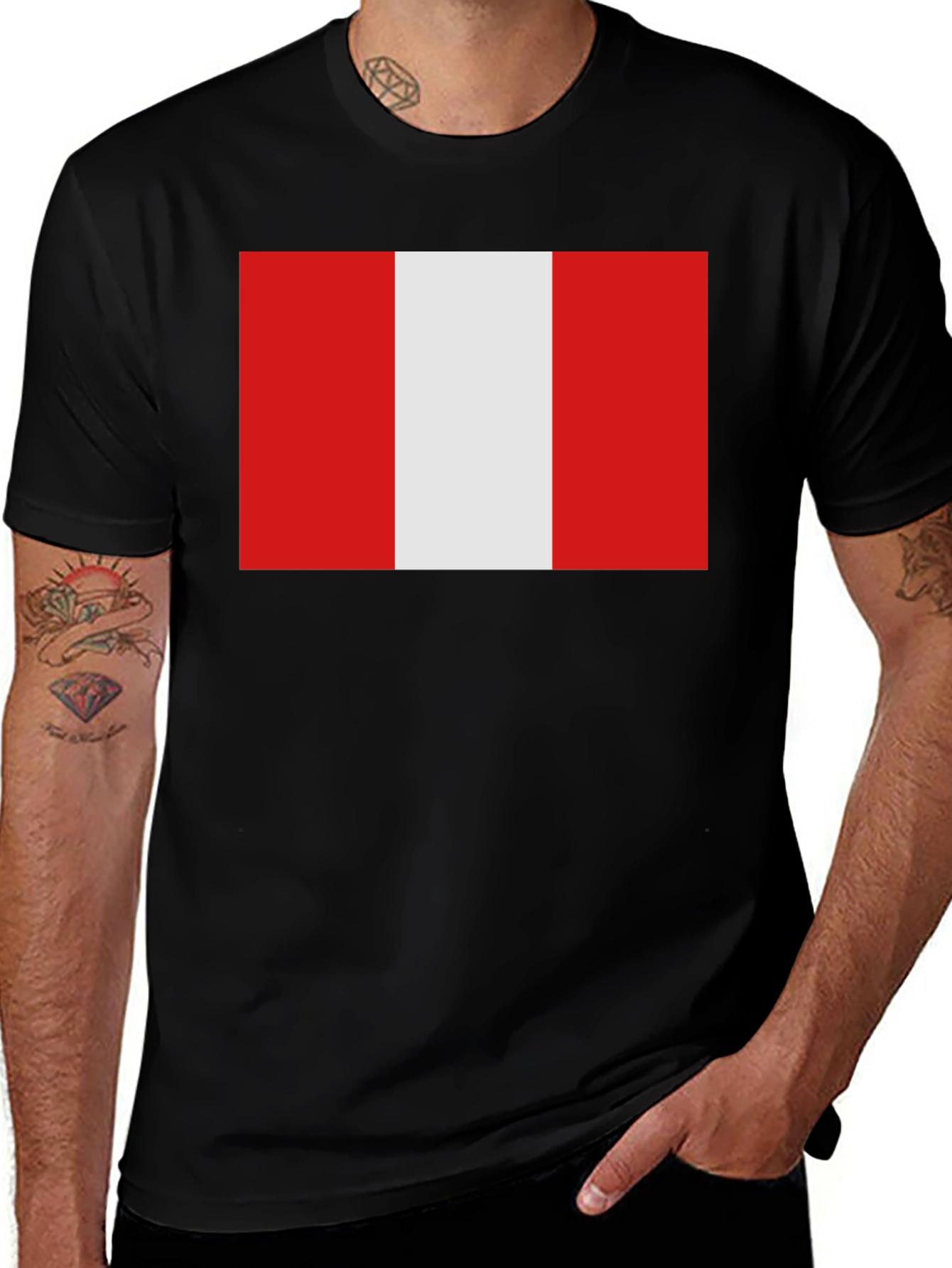 Peru Flag T-Shirt - Black Tee