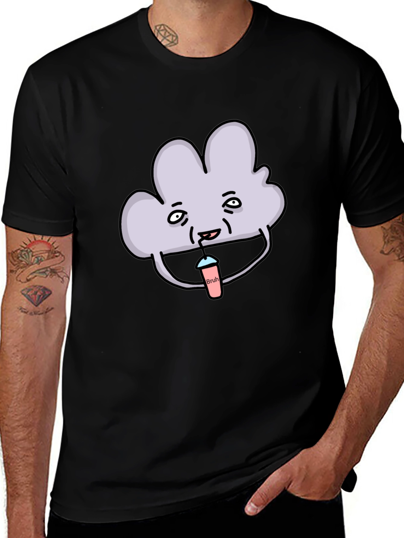 Variant 6 of Men's Black T-Shirt - Cloud Bruh Design