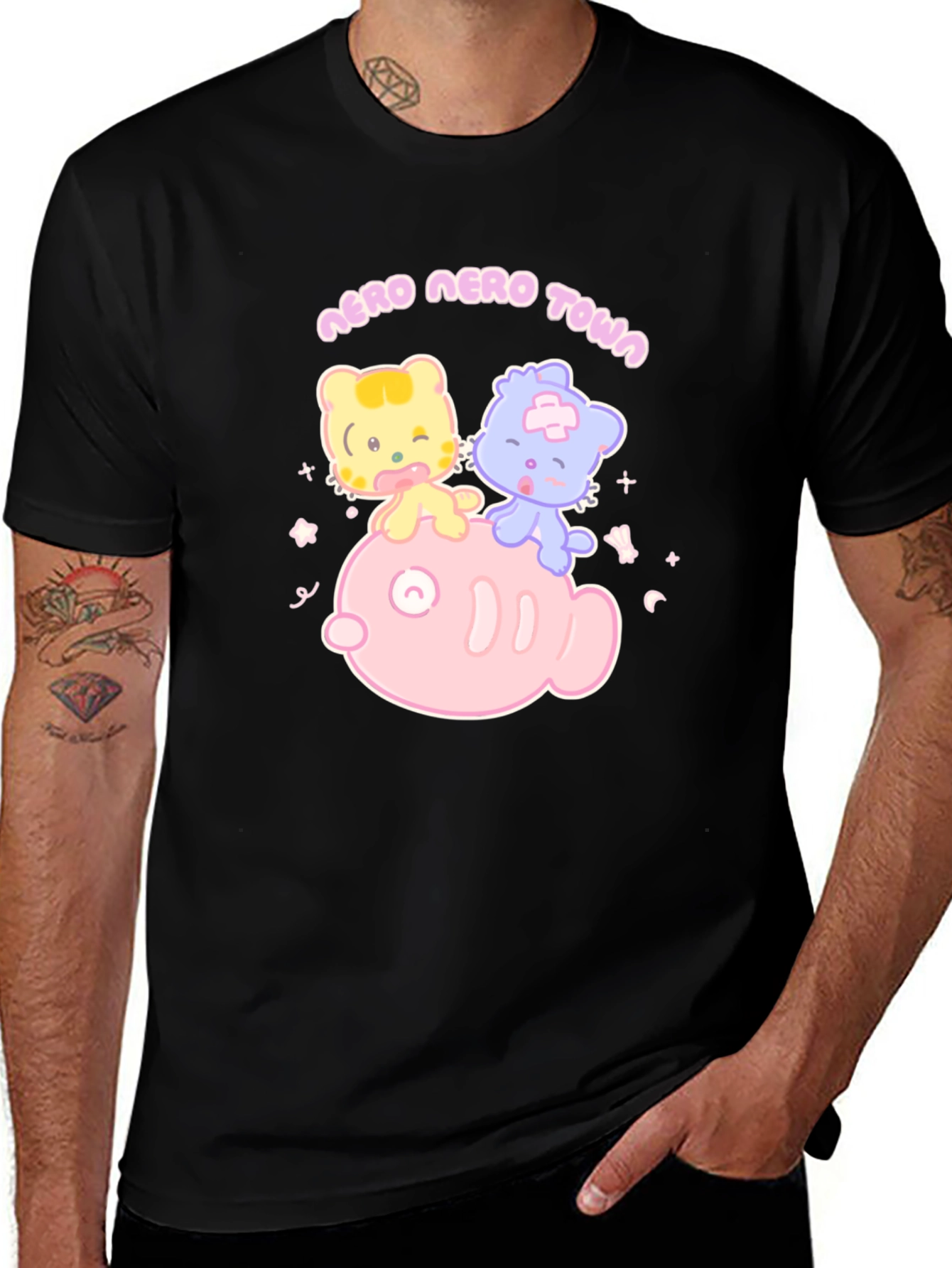 Variant 24 of Kawaii Bear Graphic Black T-Shirt