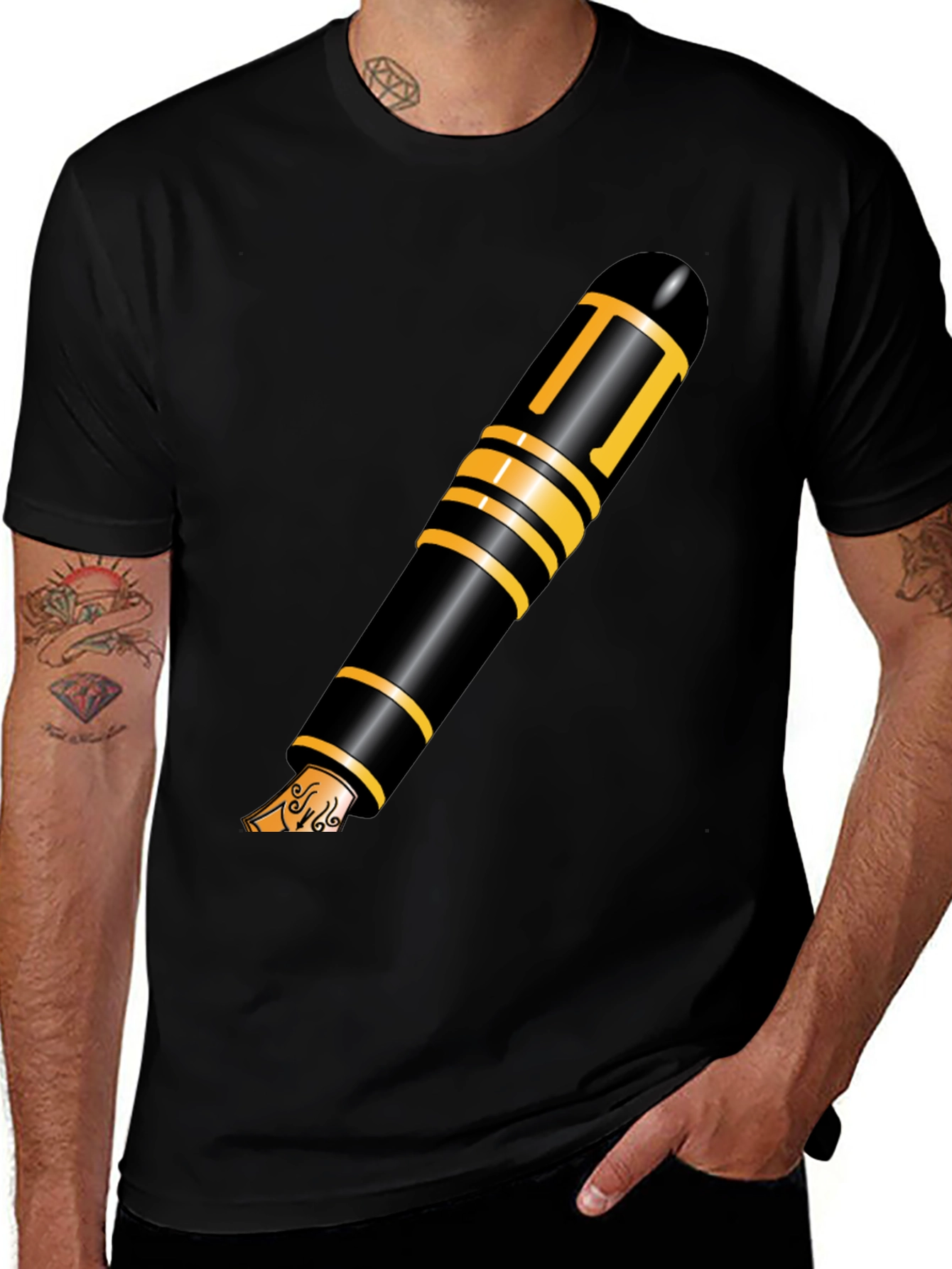 Variant 3 of Black T-Shirt with Pen Graphic