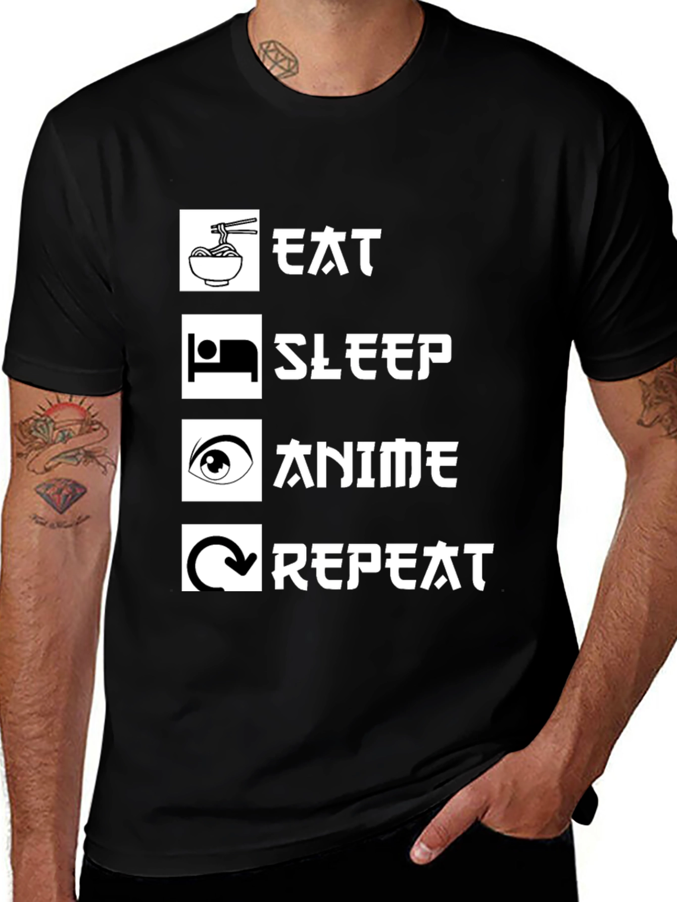Variant 19 of Eat Sleep Anime Repeat Black T-Shirt