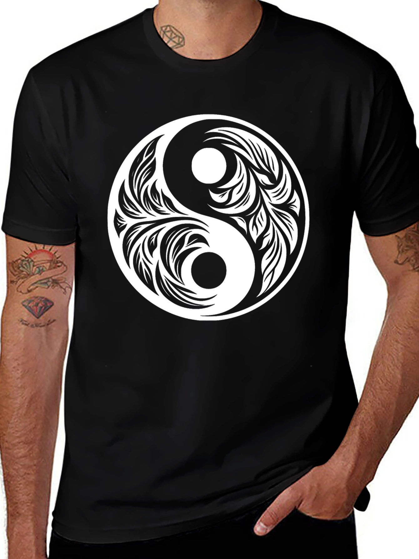Variant 8 of Yin Yang Floral Graphic Tee - Soft Cotton Blend