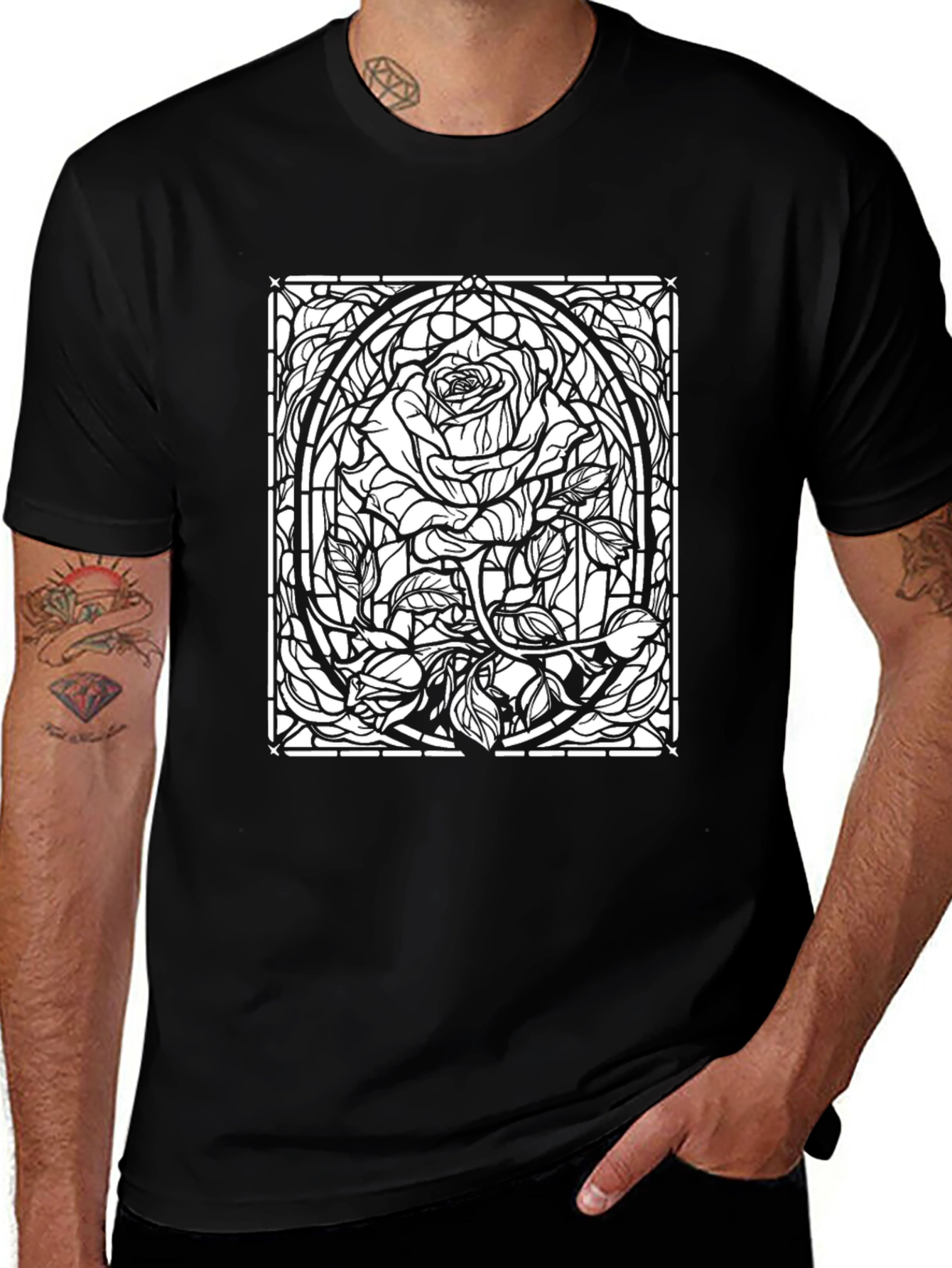 Variant 27 of Rose Stained Glass Graphic T-Shirt